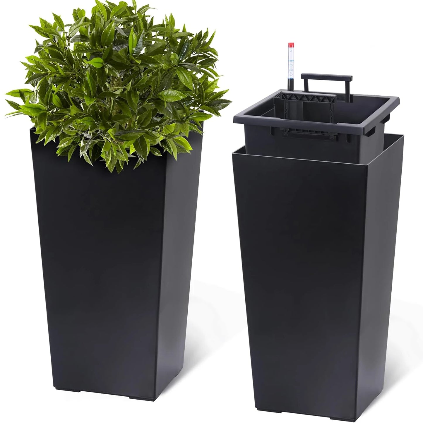 HobbyLane 2 Pack Indoor Outdoor Taper Planters With Shelf Insert
