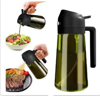 Premium Dark Glass Olive Oil Dispenser- 2 In 1 Cooking Oil Spray Bottle, Multipurpose Kitchen Oil Mister, Perfect for Air Fryer, BBQ, Grilling Household Cooking. Great gift for your favorite Chef.