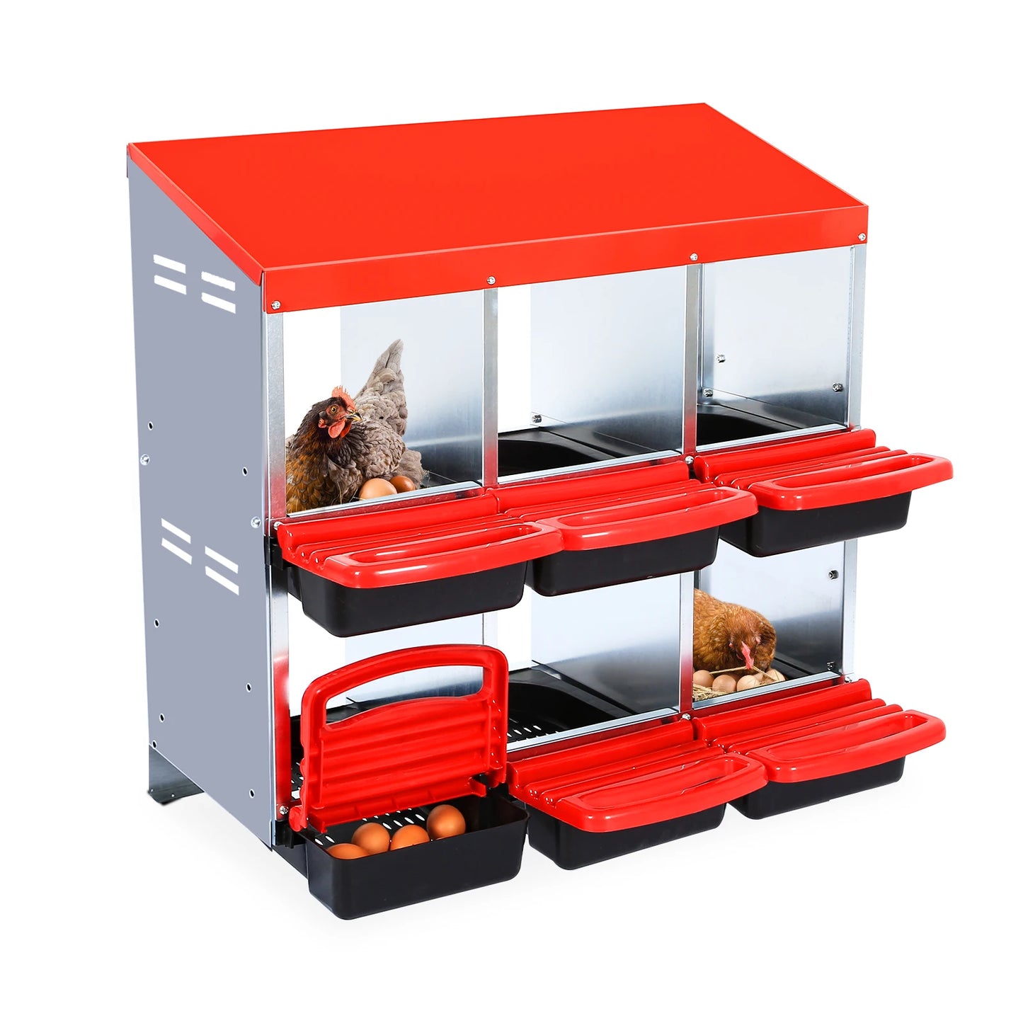 HiMISS Farm Animals Multi-Hole Chicken Nesting Boxes With Egg Collection