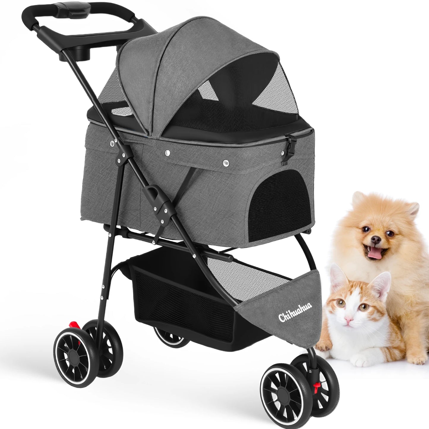 Stylish Pet Stroller, Foldable Carrier For Outdoors And Travel when your Pet needs a Lift!