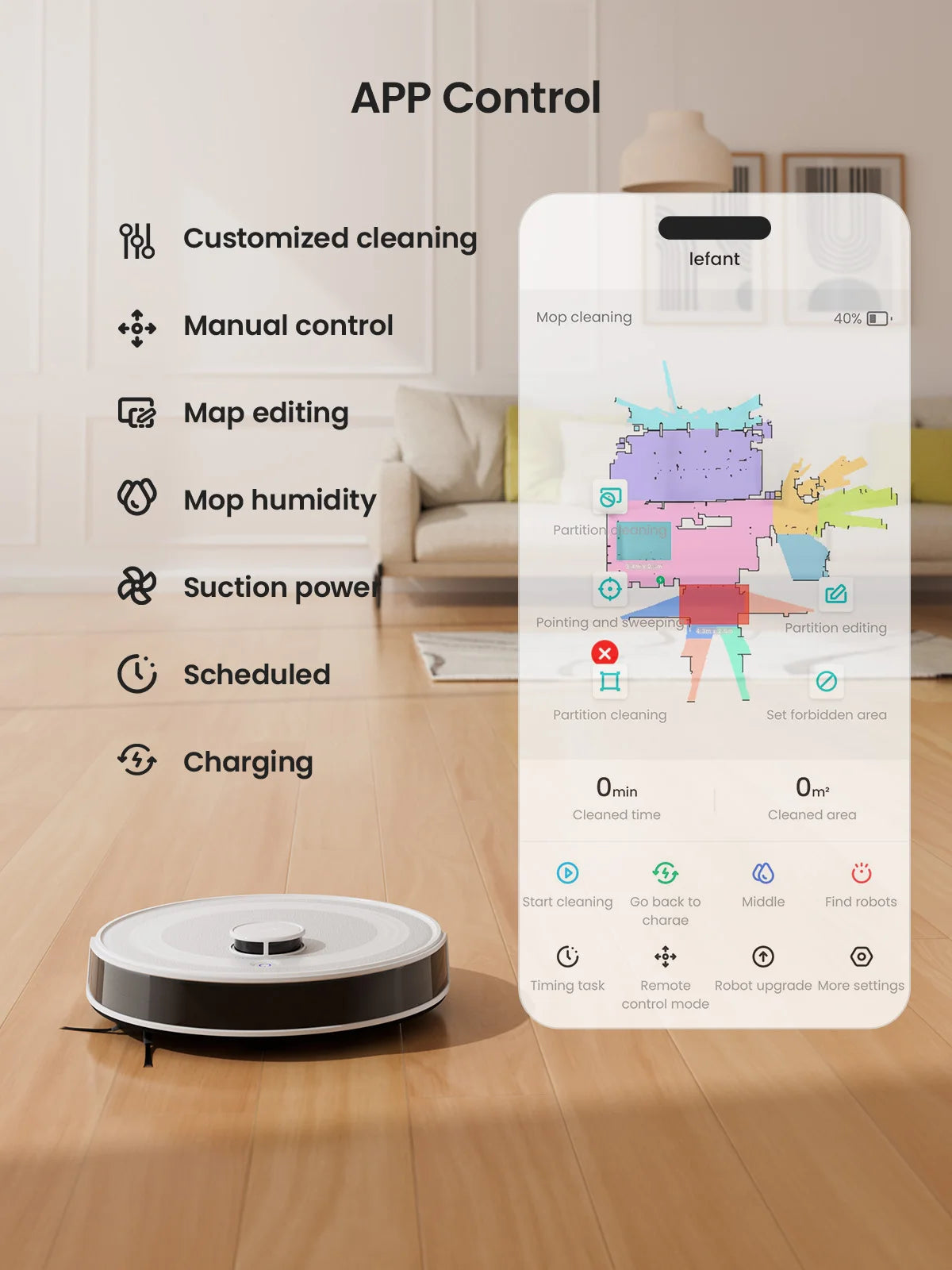 Robot Vacuum Cleaner, Laser Navigation, Anti-Tangle, Selected Area Cleaning, Ideal for Pet Hair, Carpets, freeing up your cleaning time for "Me time".