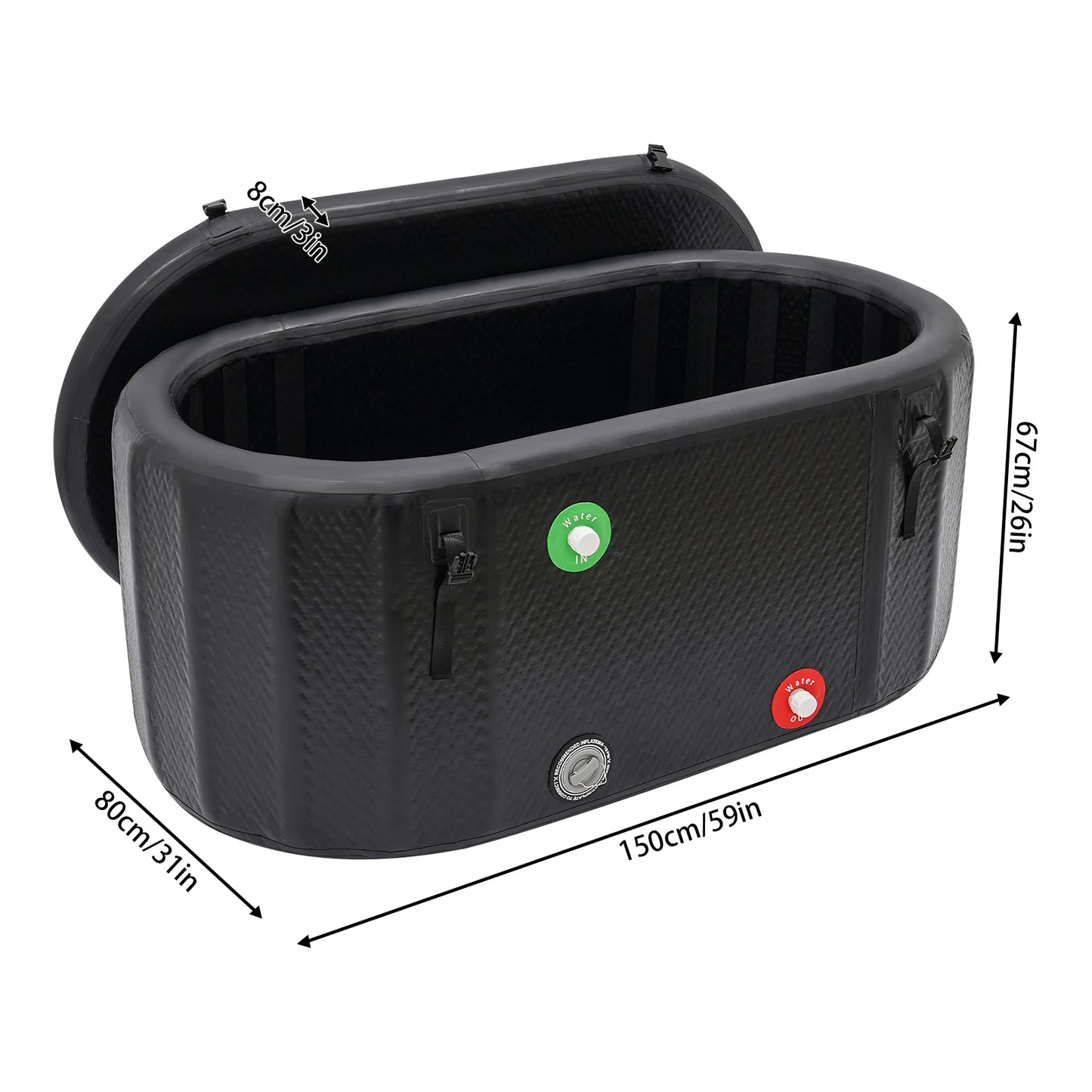 370L Inflatable Cold Plunge Tub, Portable, Inflatable w/Insulated Lid for reducing inflammation and promoting wellness.