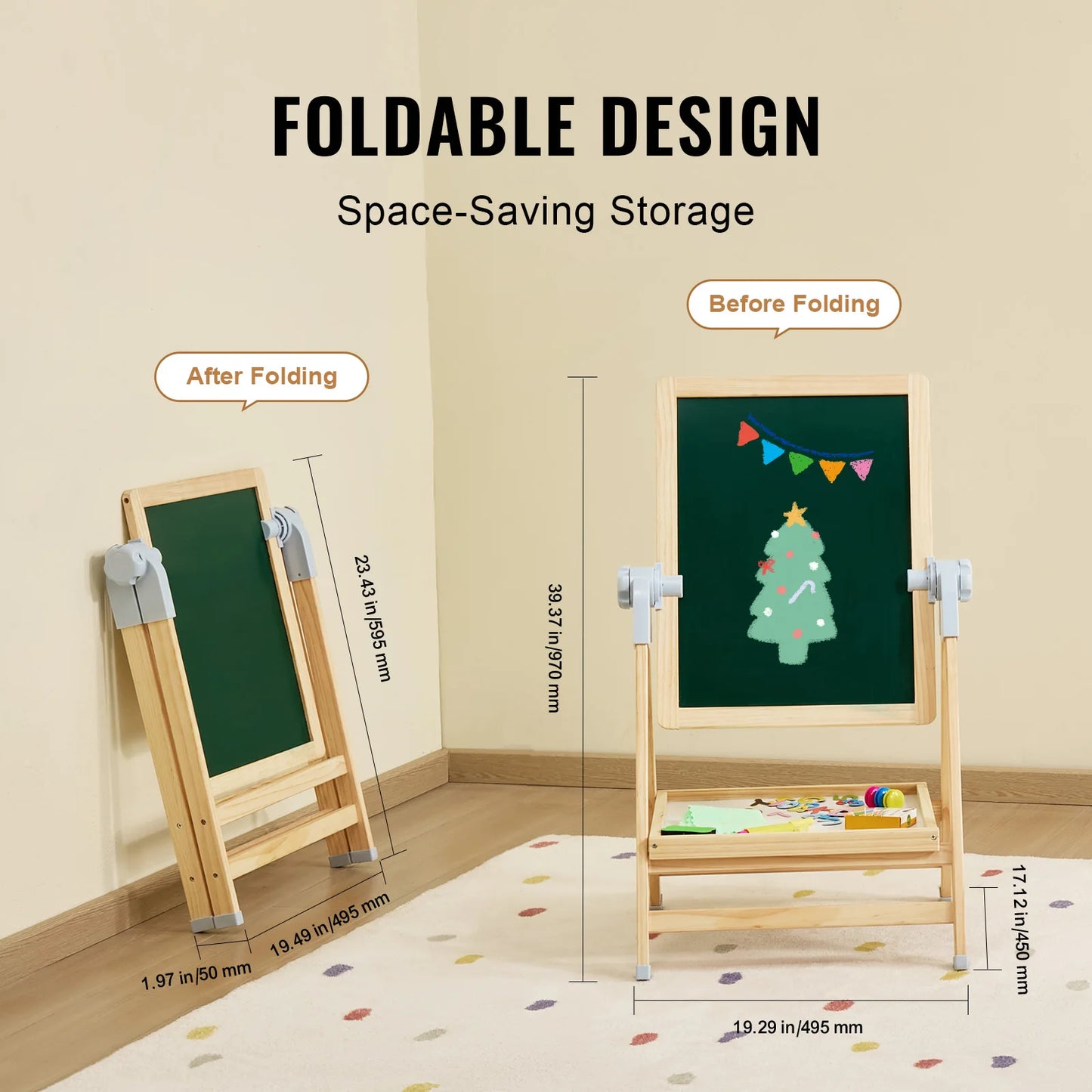 Standing Art Easel with Magnetic Drawing Board and Painting Accessories, Creative Children's Toy for Boys and Girls who Enjoy Crafting, Painting and Drawing. Makes a wonderful gift, for Home or Classroom. Adjustable to 3 siz