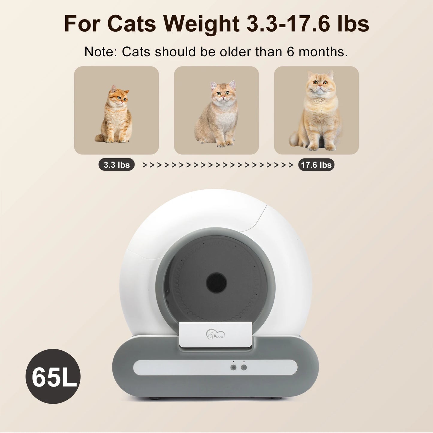 2026 New 65L Large Capacity Self-Cleaning Cat Litter Box. Smart Automatic Litter Box, App Remote Control, Only Supports 2.4G WiFi, Suitable for Mixed Cat Litter, Ideal for Multi-Cat Homes