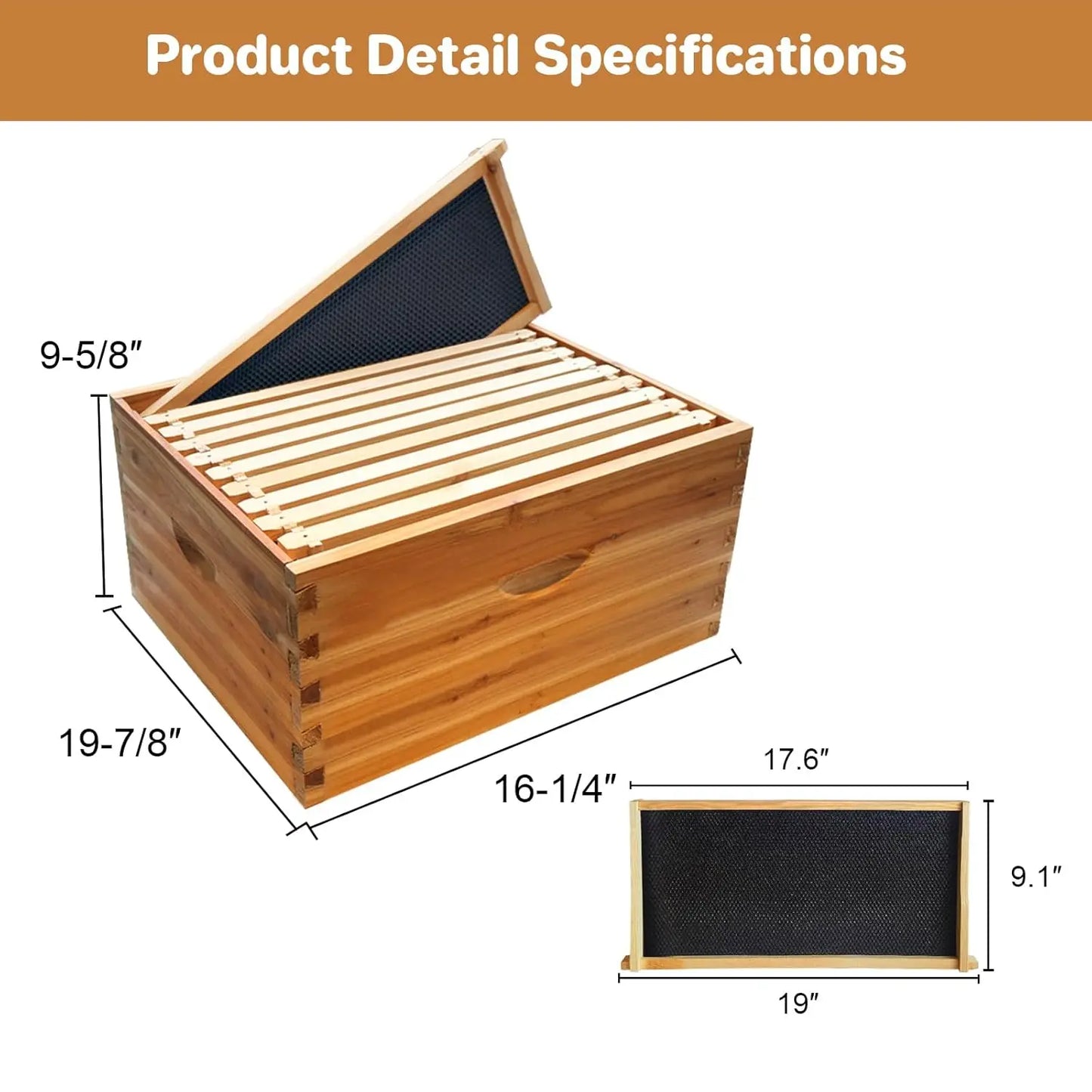 TWISTER.CK Deep Beehive Box With 100% Beeswax Frames