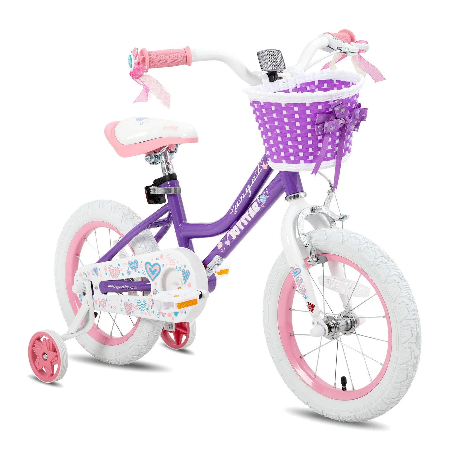 Girl's Bike With Basket And Training Wheels For Outdoor Fun, ages 4-7