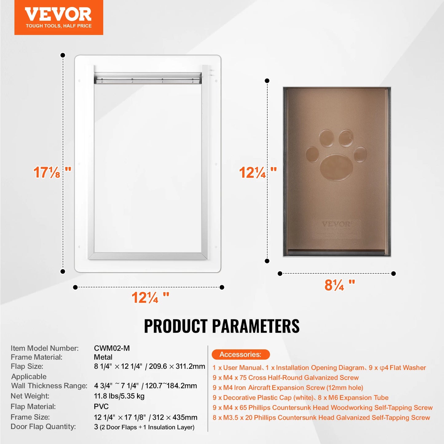 Pet Door With Metal Frame Lock Three Flap System Weatherproof