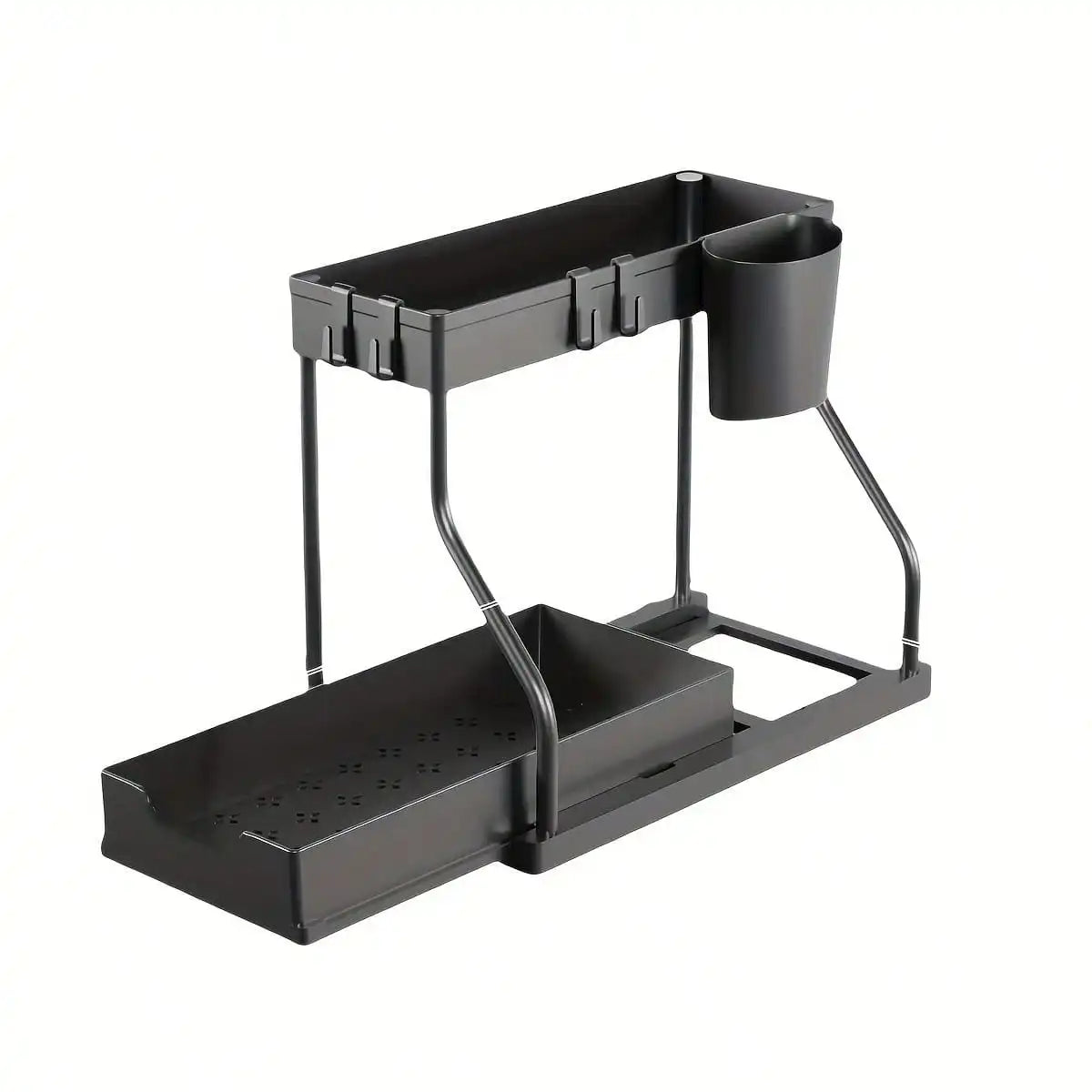 2 Tier Under Sink Organizer and Storage, Large Capacity, Heavy Load Pull-Out Under Sink Shelves with Sliding Drawer for Kitchen And Bathroom keeping order in tight spaces.