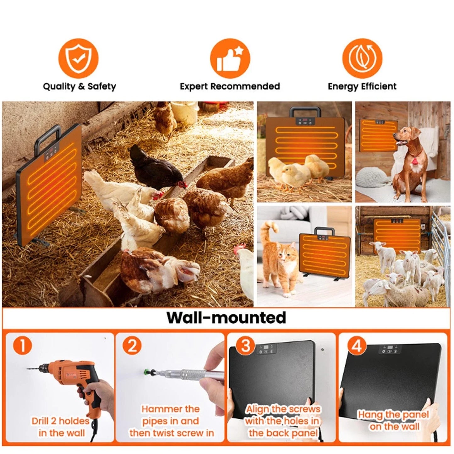 Thermostatic Poultry Heating Panel For Chicken Coop Adjustable Temperature