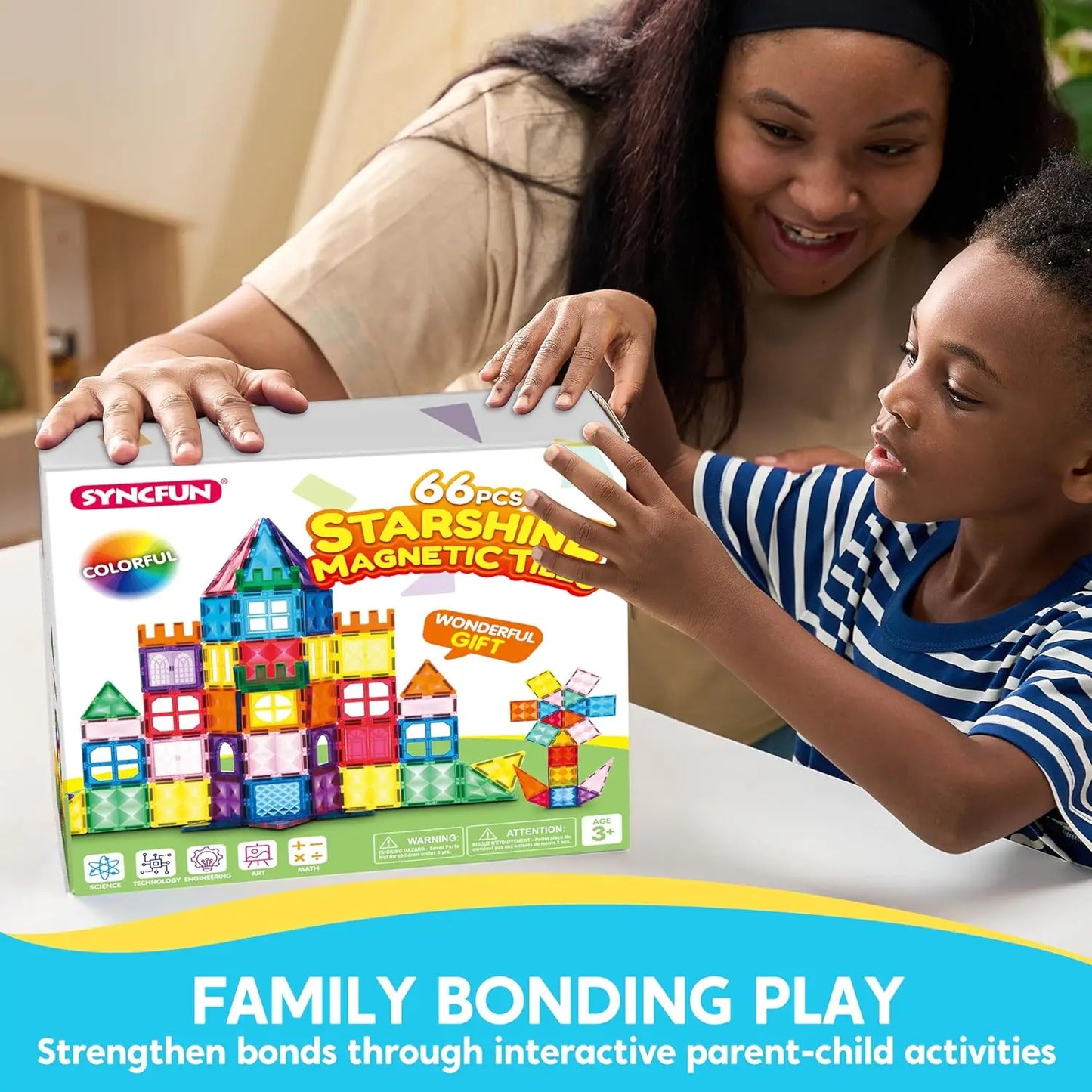 Joyfy 66pcs Magnetic Building Tiles for Creative STEM Learning