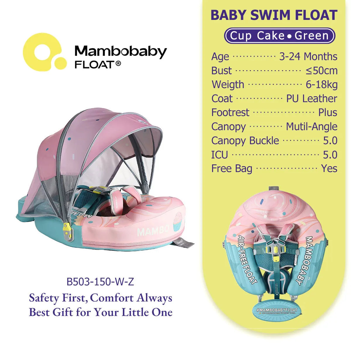 Non-Inflatable Baby Pool Float With Parasol for Adult Supervised Pool time with Littles