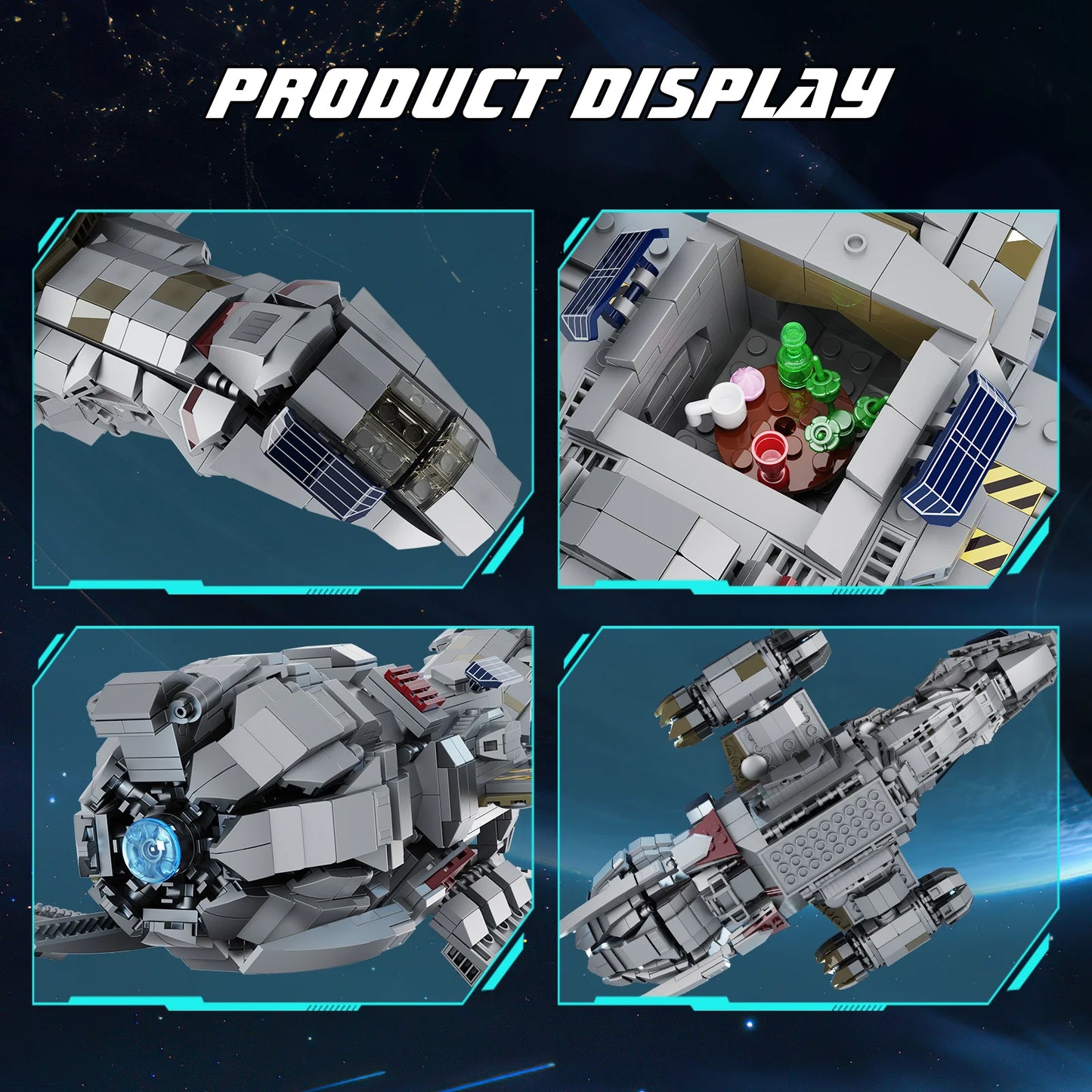 Spaceship Building Blocks Shuttle with Display Stand for kids, families and Space Fans(1345 Pieces).