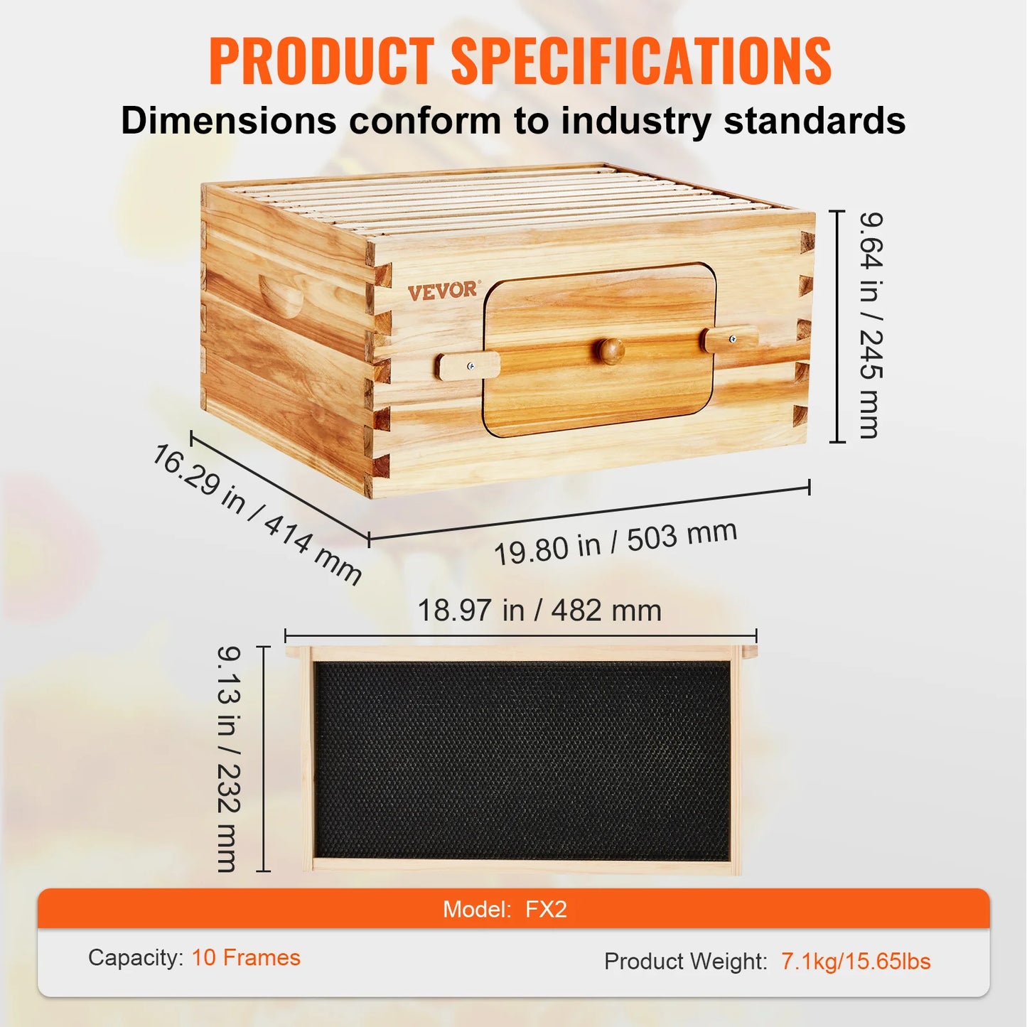 SucceBuy Bee Hive Deep Box Starter Kit Beeswax Coated Natural Cedar Wood