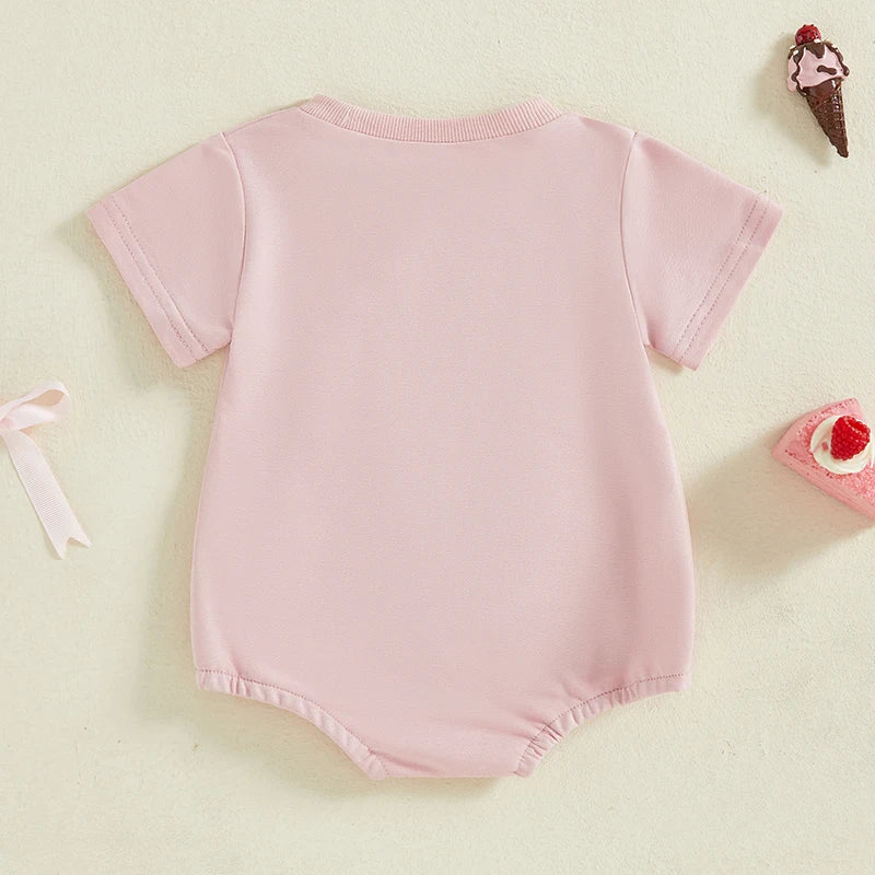 Baby Girl Romper With Floral Embroidery And Ruffle Sleeves