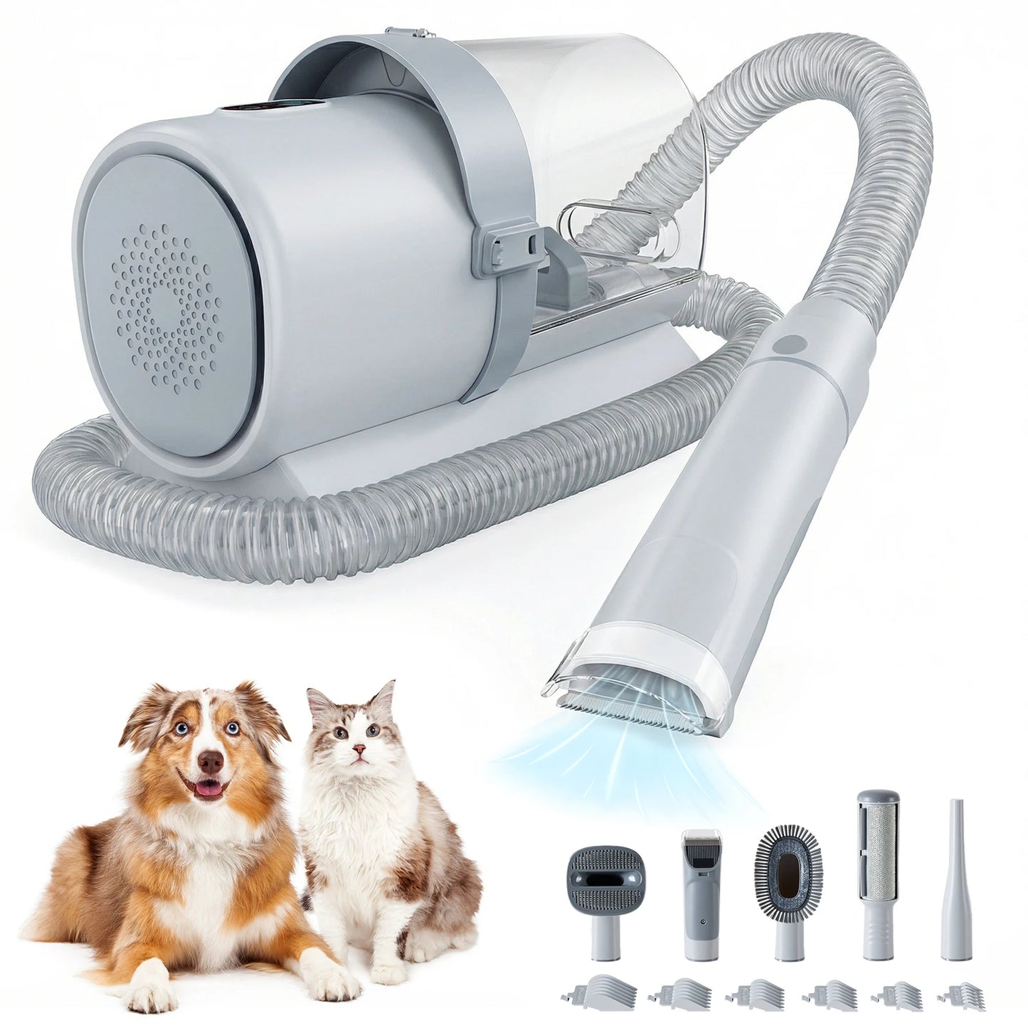 2.5L Professional Pet Grooming Vacuum Kit, 3 Suction Modes and 5 Groomer Tools with Cordless Low Noise Pet Clippers