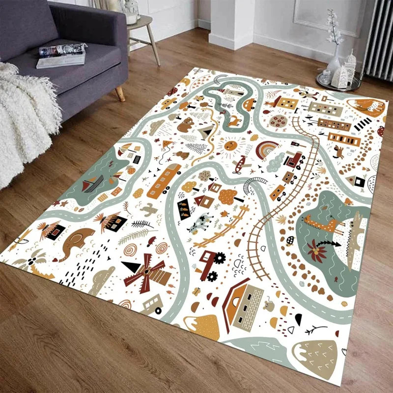Kids Highway Play Mat, Non-Slip Rug for Playroom, Bedroom to encourage Imaginative Play.