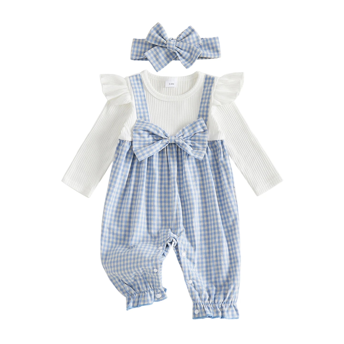 Cute Baby Girl's Jumpsuit with Headband. Girls Fall Outfit for Special Occasions.