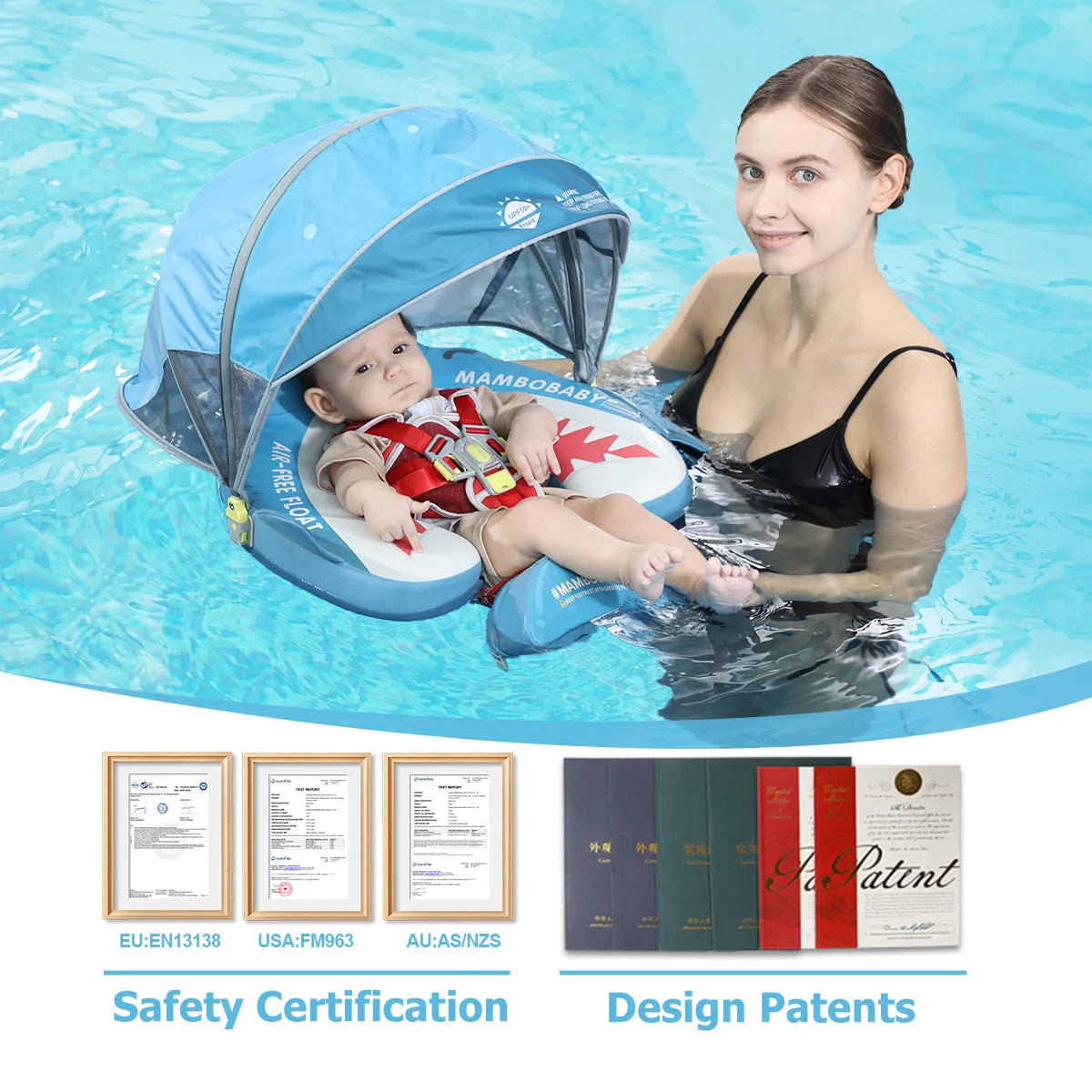 Non-Inflatable Baby Pool Float With Parasol for Adult Supervised Pool time with Littles