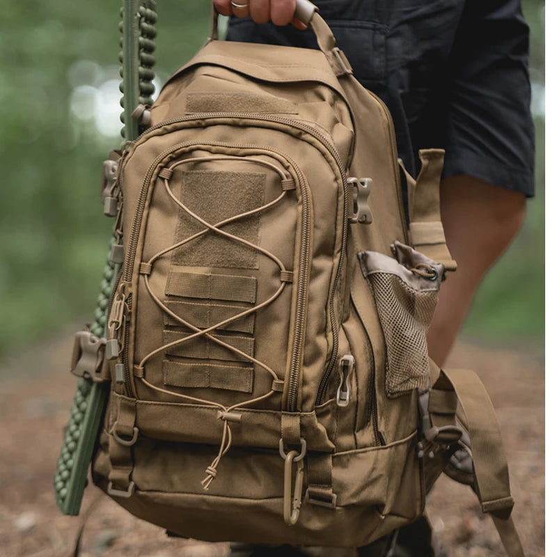 65L Outdoor Tactical Backpack, Men's Outdoor Hiking Bag, Large Capacity Rugged Military Style for Traveling or Camping or School