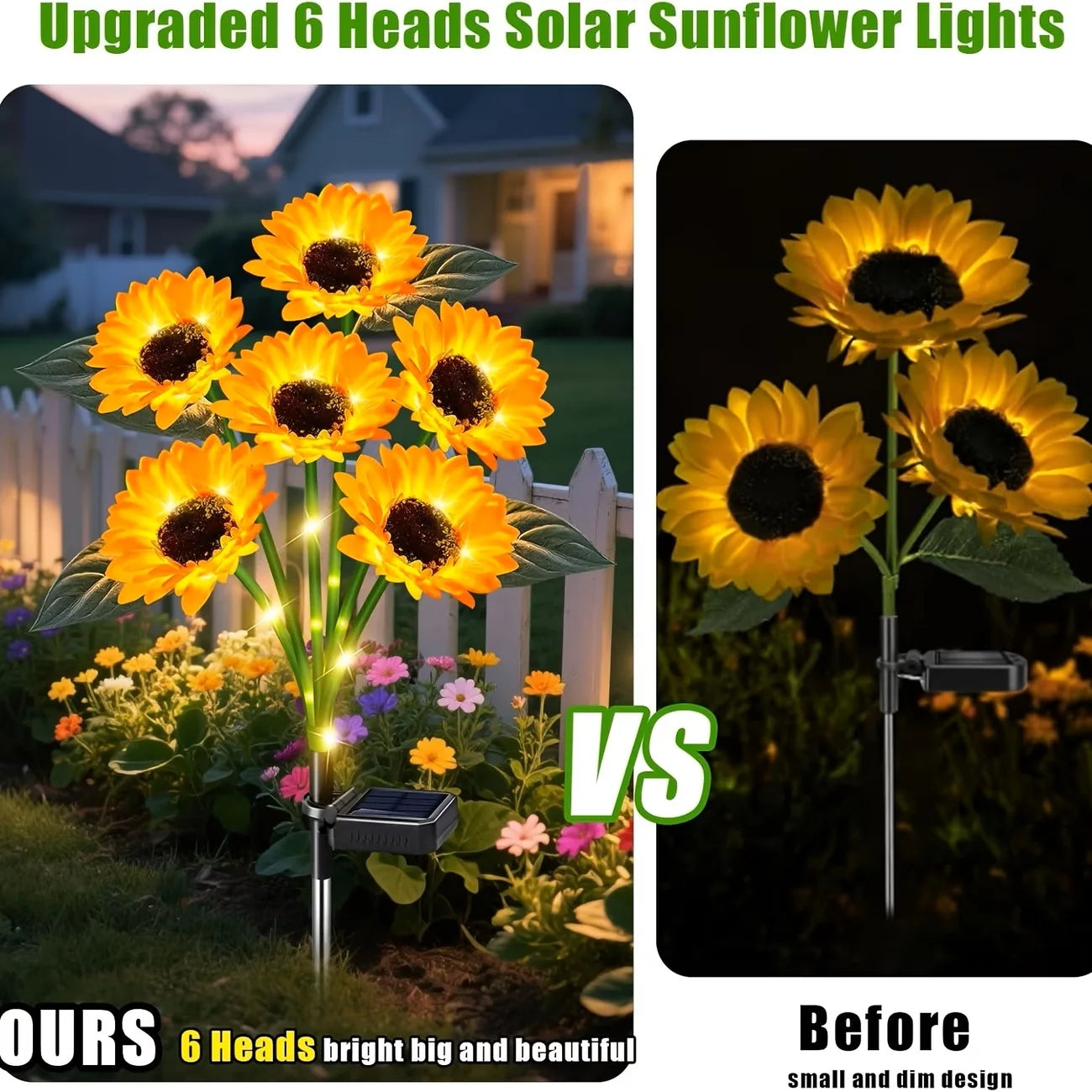Solar Sunflower Lights, Waterproof Outdoor Lights, Auto ON/Off  Decorative Lights for Gardens, Walkways, Patios