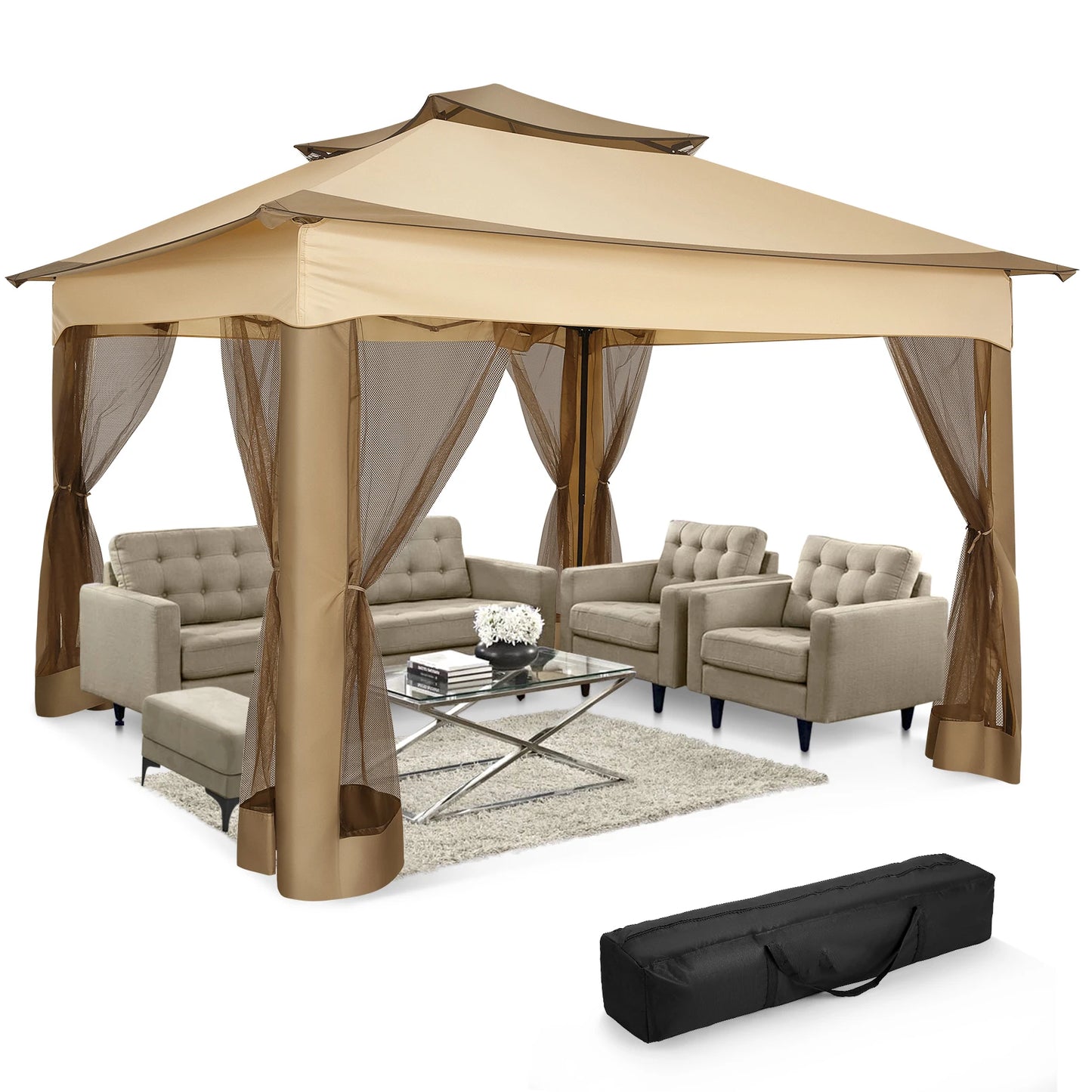 Tooluck Pop Up Gazebo With Mosquito Netting For Outdoor Garden