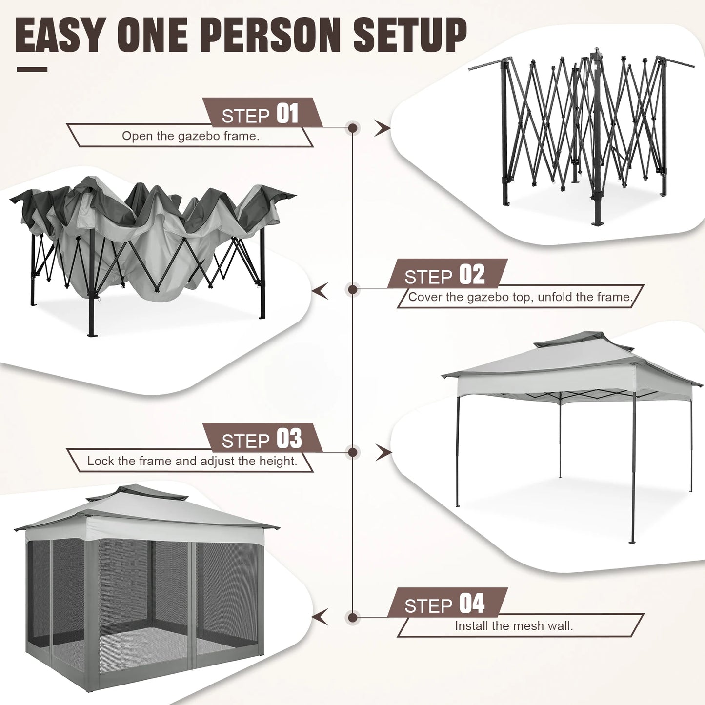 Tooluck Pop Up Gazebo With Mosquito Netting For Outdoor Garden