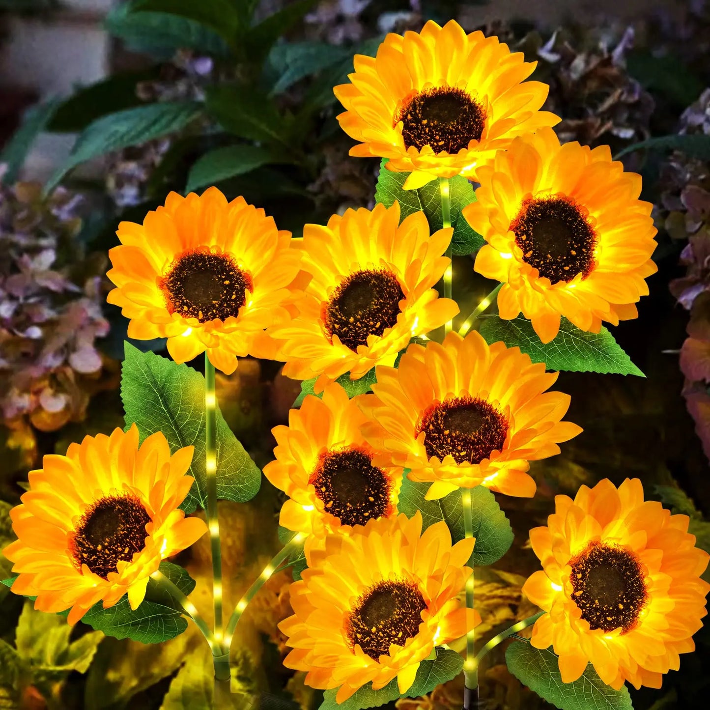 Solar Sunflower Lights, Waterproof Outdoor Lights, Auto ON/Off  Decorative Lights for Gardens, Walkways, Patios