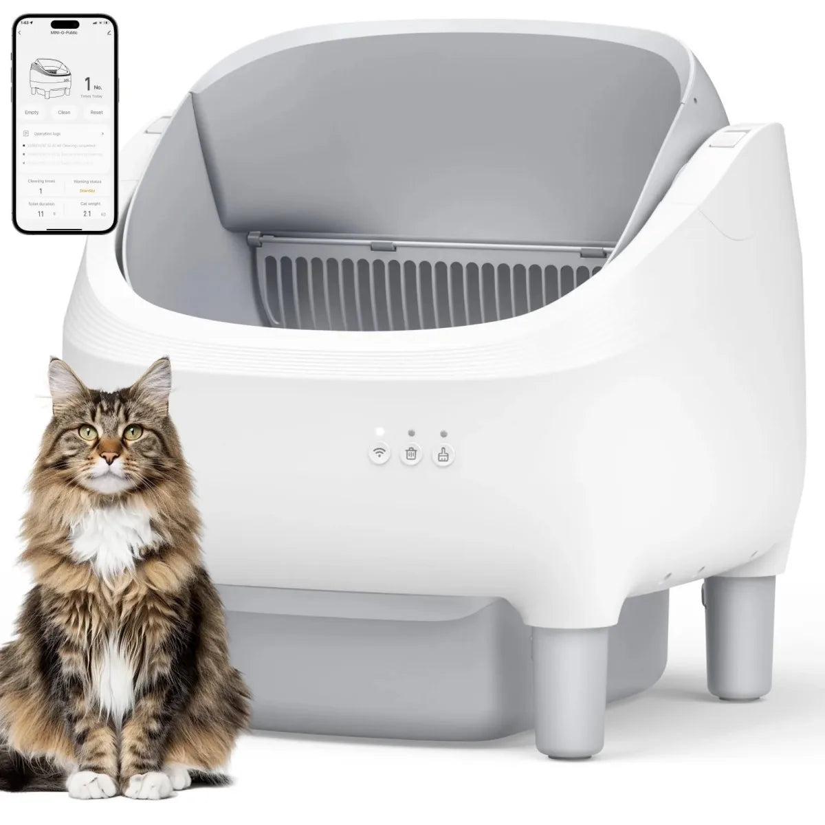 Self Cleaning Litter Box with Open-Top, 95 L Automatic Cat Litter Box for Multiple Family Cats