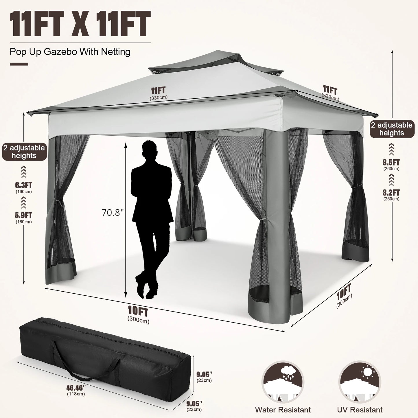 Tooluck Pop Up Gazebo With Mosquito Netting For Outdoor Garden