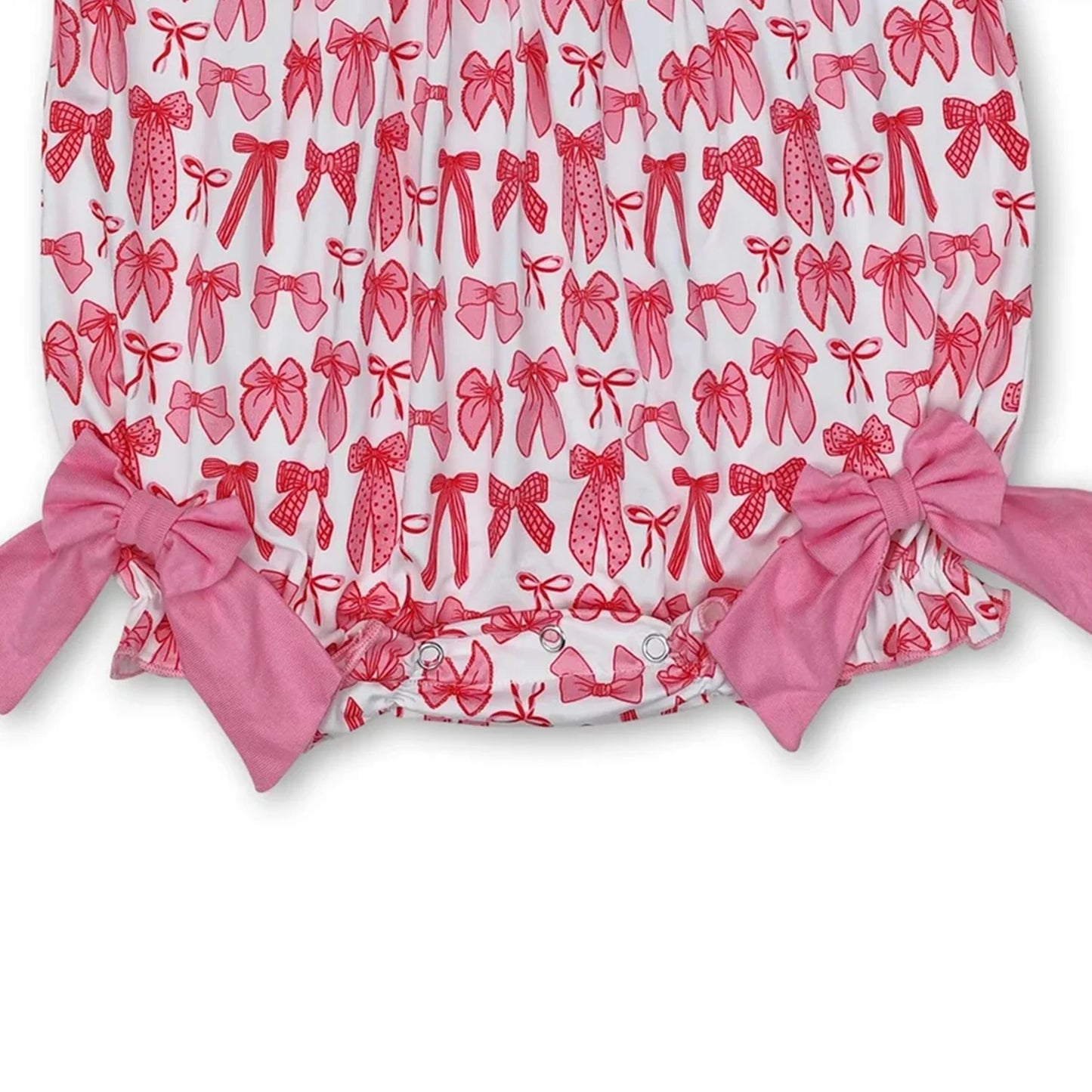 "Mama's Bestie" Smocked Baby Girl's Romper with Short Sleeves. Cute And Fashionable Infant Outfit for Parties and Special Occasions.