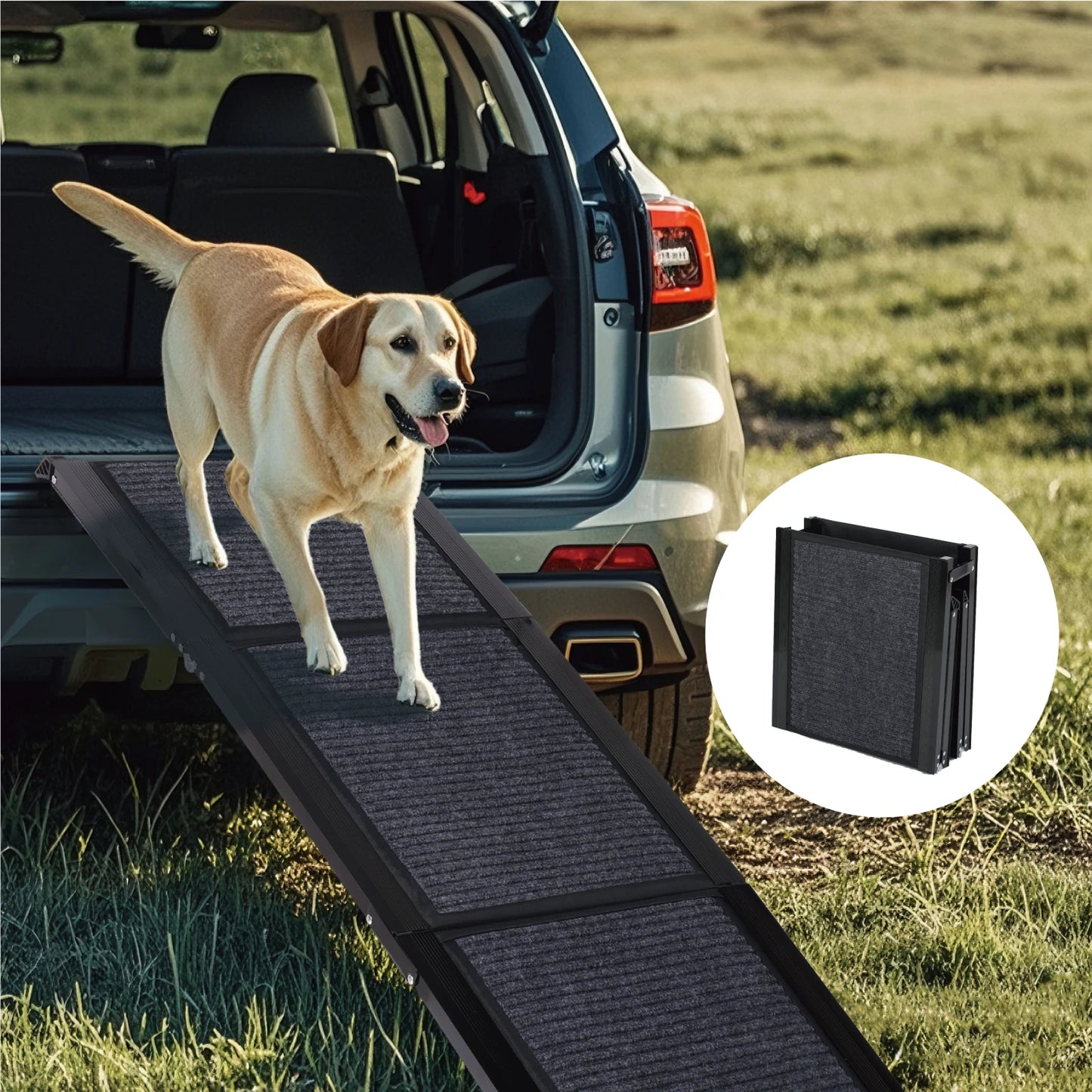 Foldable Dog Ramp For Automobile With Non Slip 250 Pounds