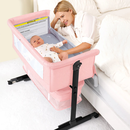Foldable Portable Three In One Baby Bassinet Bedside Crib With Mesh And Storage
