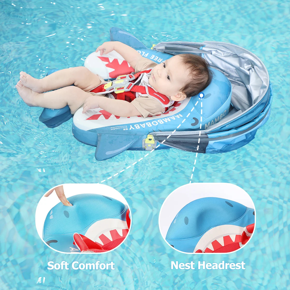 Non-Inflatable Baby Pool Float With Parasol for Adult Supervised Pool time with Littles