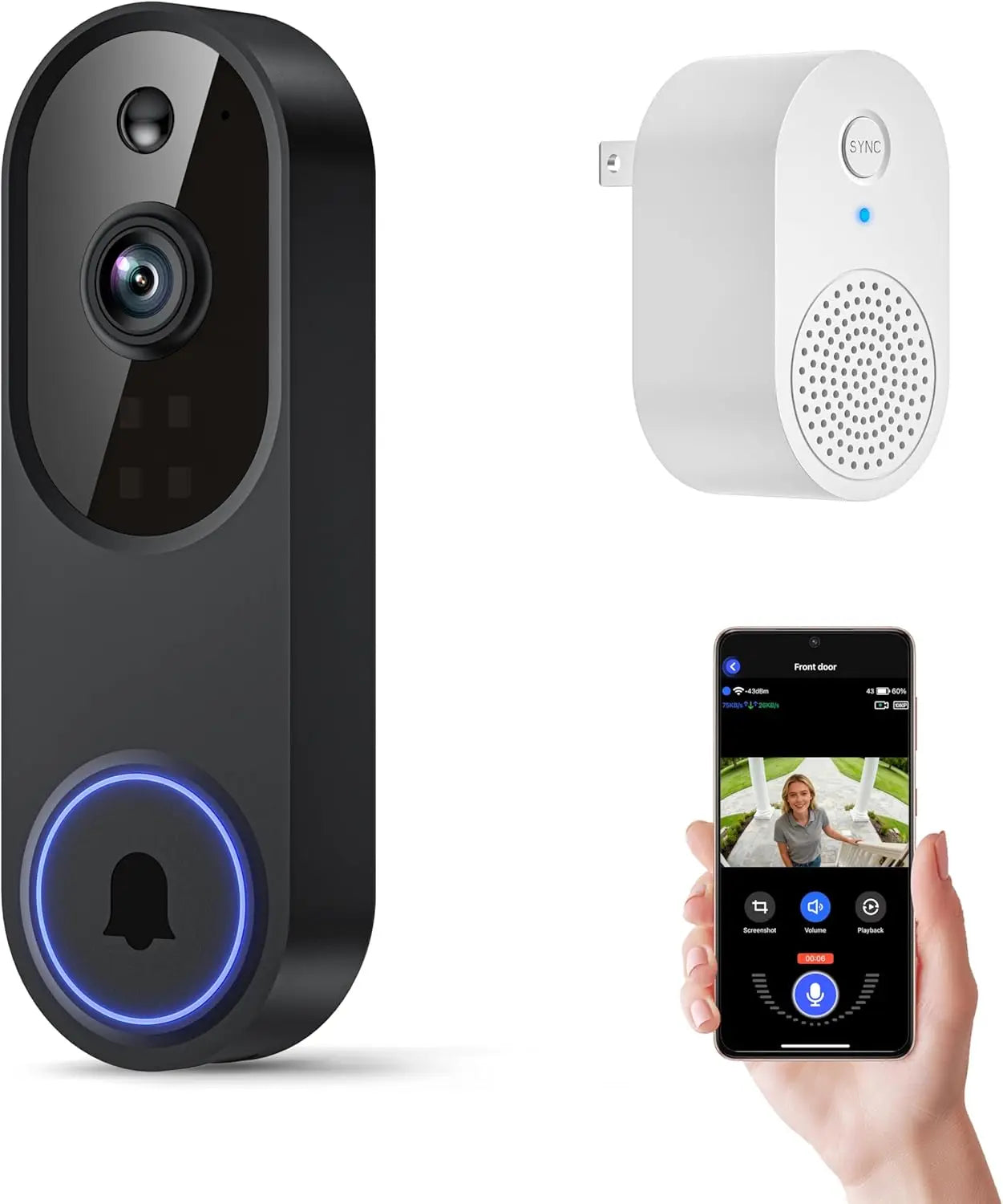 1080p Wireless Video Doorbell With Night Vision And Audio for Family Safety