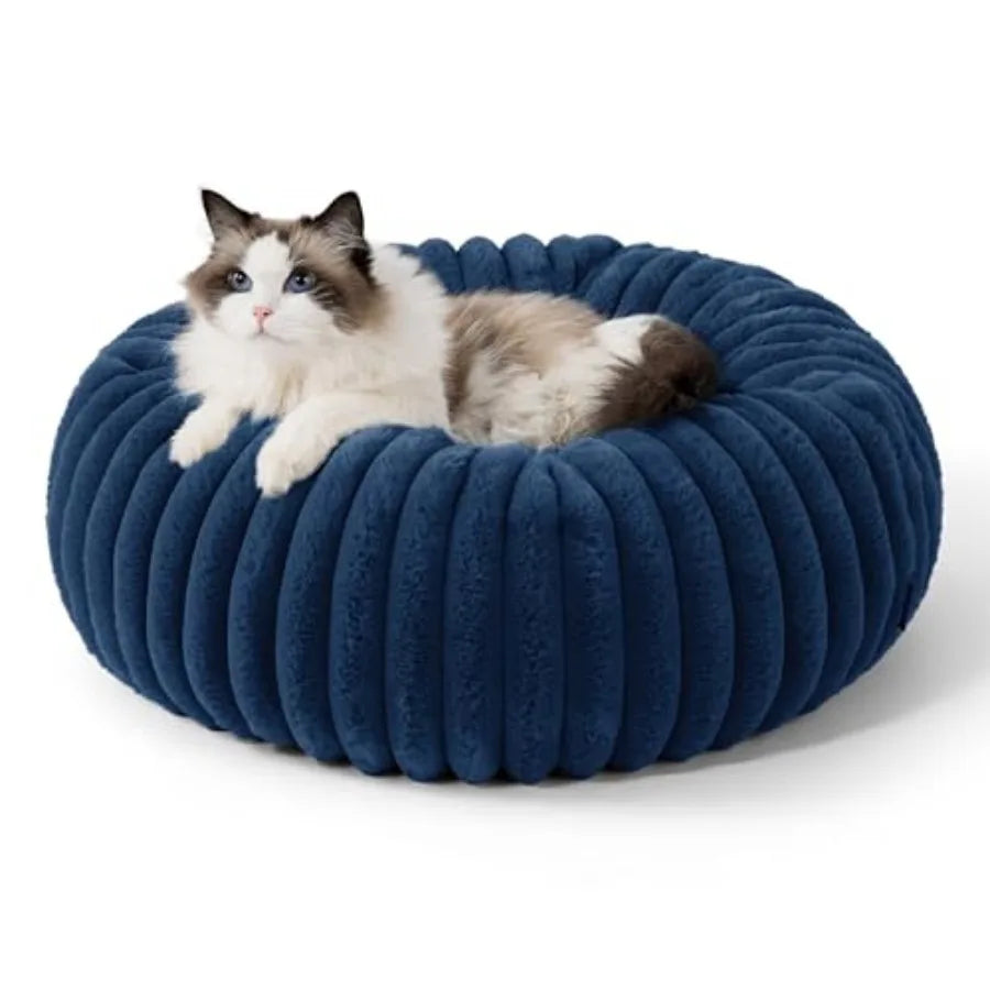 Medium Plush Dog Bed - Washable Faux Fur with Corduroy Fleece and Anti Slip Bottom, Pet Bed with Removable Cover