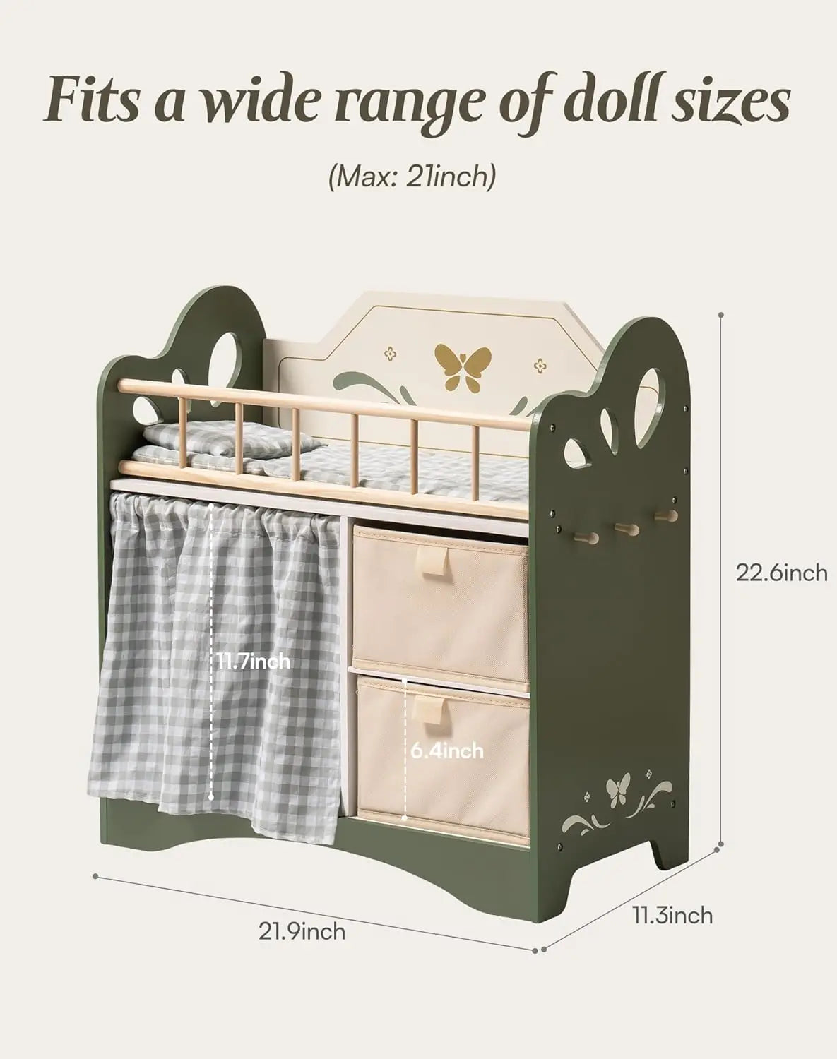 Rolife Baby Doll Bed With Storage And Bedding Accessories
