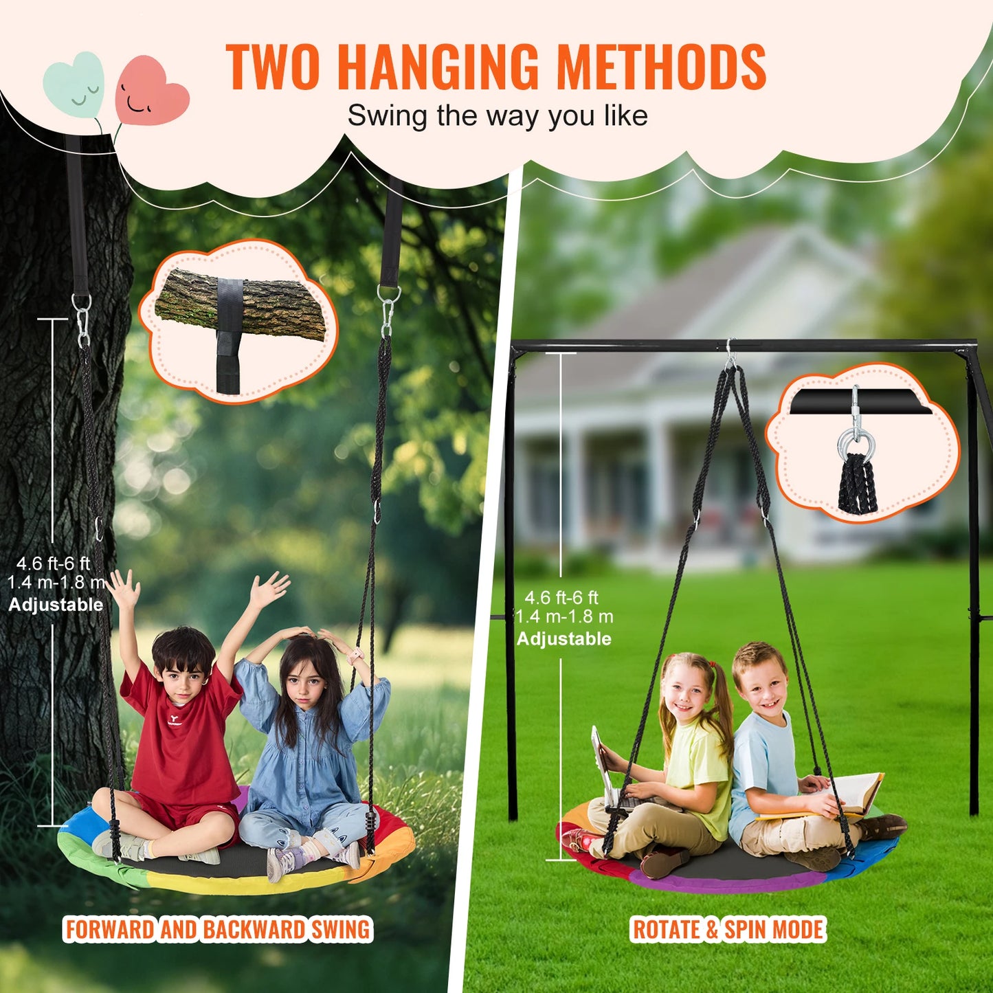 SucceBuy Saucer Tree Swing For Outdoor Family Fun And Convenience