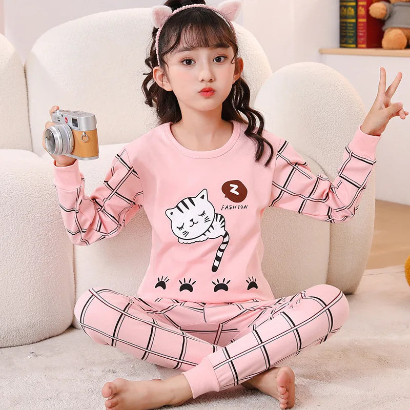 Kids Pajamas for Boys and Girls 2- 10 Years Cotton Sleepwear, Cute Graphic Prints