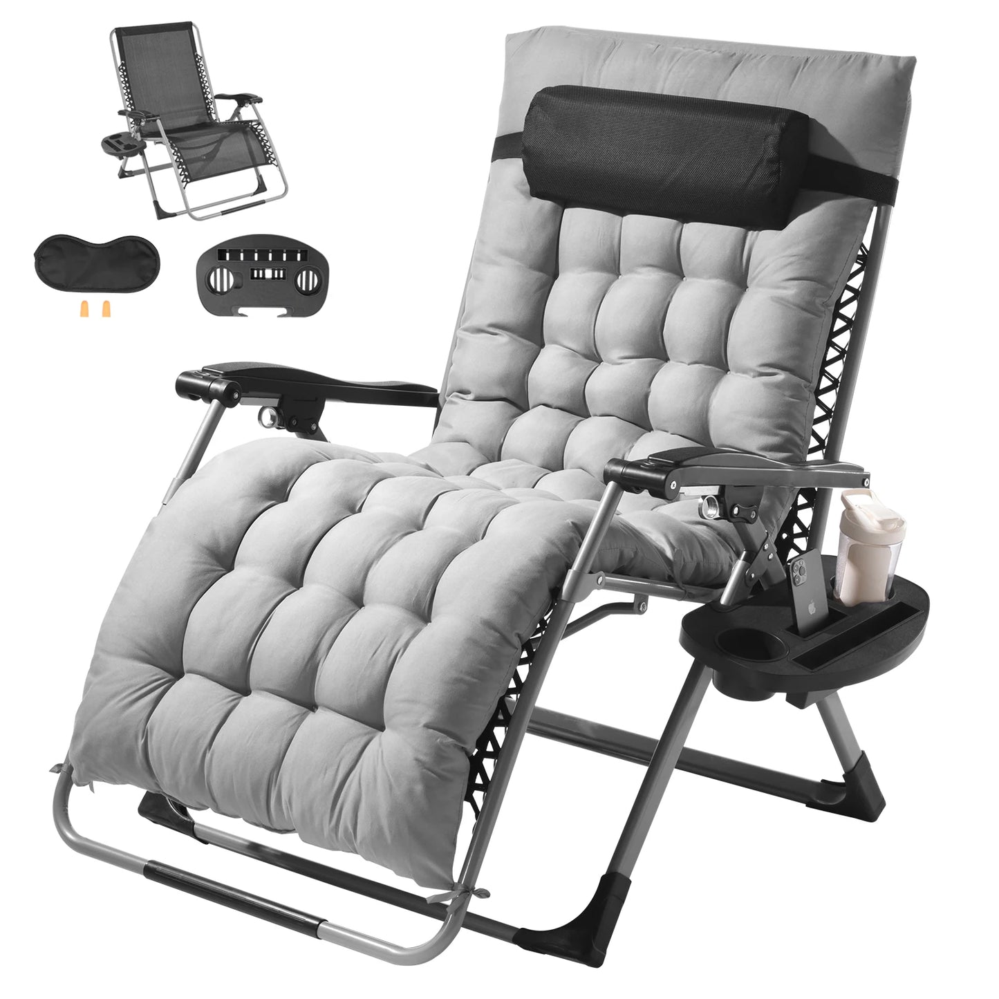 Zero Gravity Recliner -mLounge Chair, Adjustable with Cushion Footrest and Cupholder, for stylish patio decor and comfort you deserve.