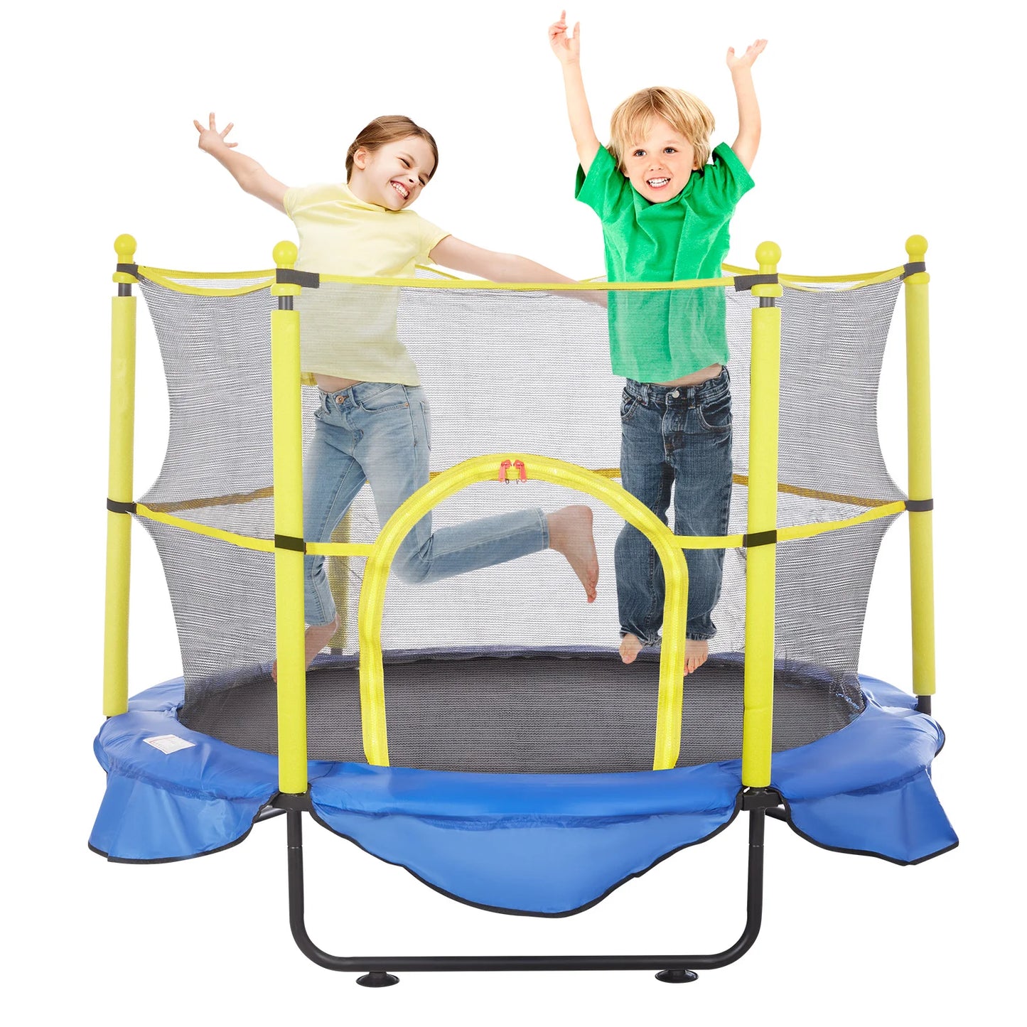 Trampoline With Safety Enclosure Net Indoor Outdoor For Kids