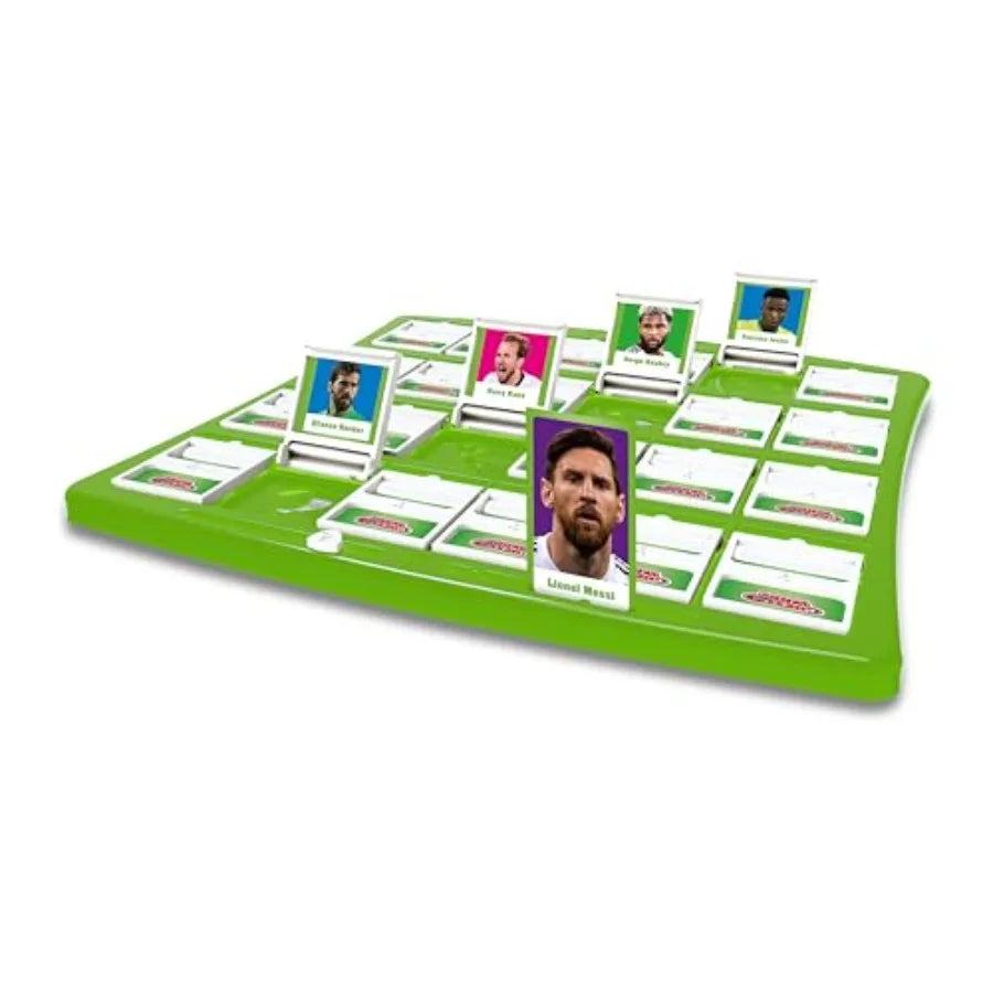 World Football Stars, Guess Who? Green Board Game, Play with Messi, Ronaldo, Harry Kane, Salah, Easy to Setup, Gift for Ages 6