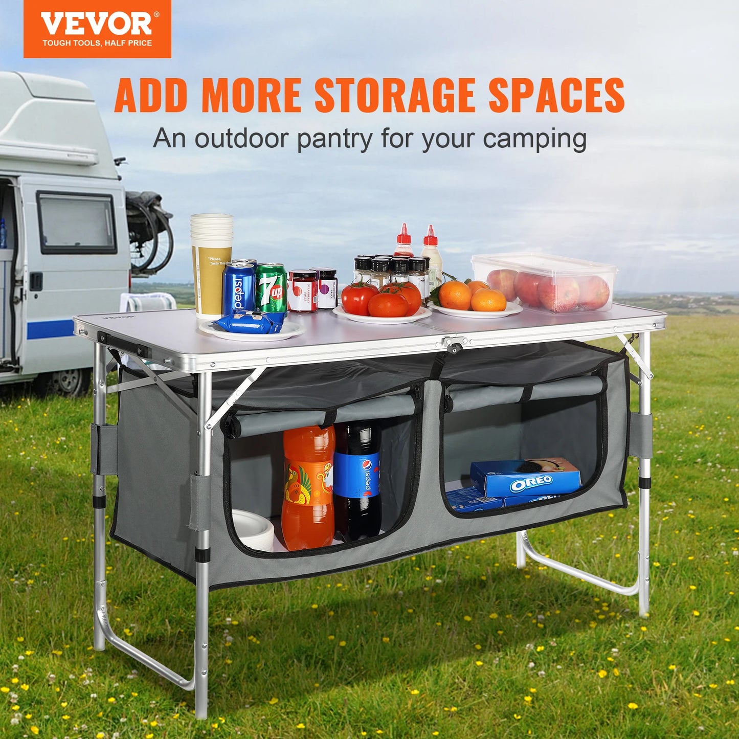 Weatherproof Camping Table With Quick Setup and Threefold Height Adjustability
