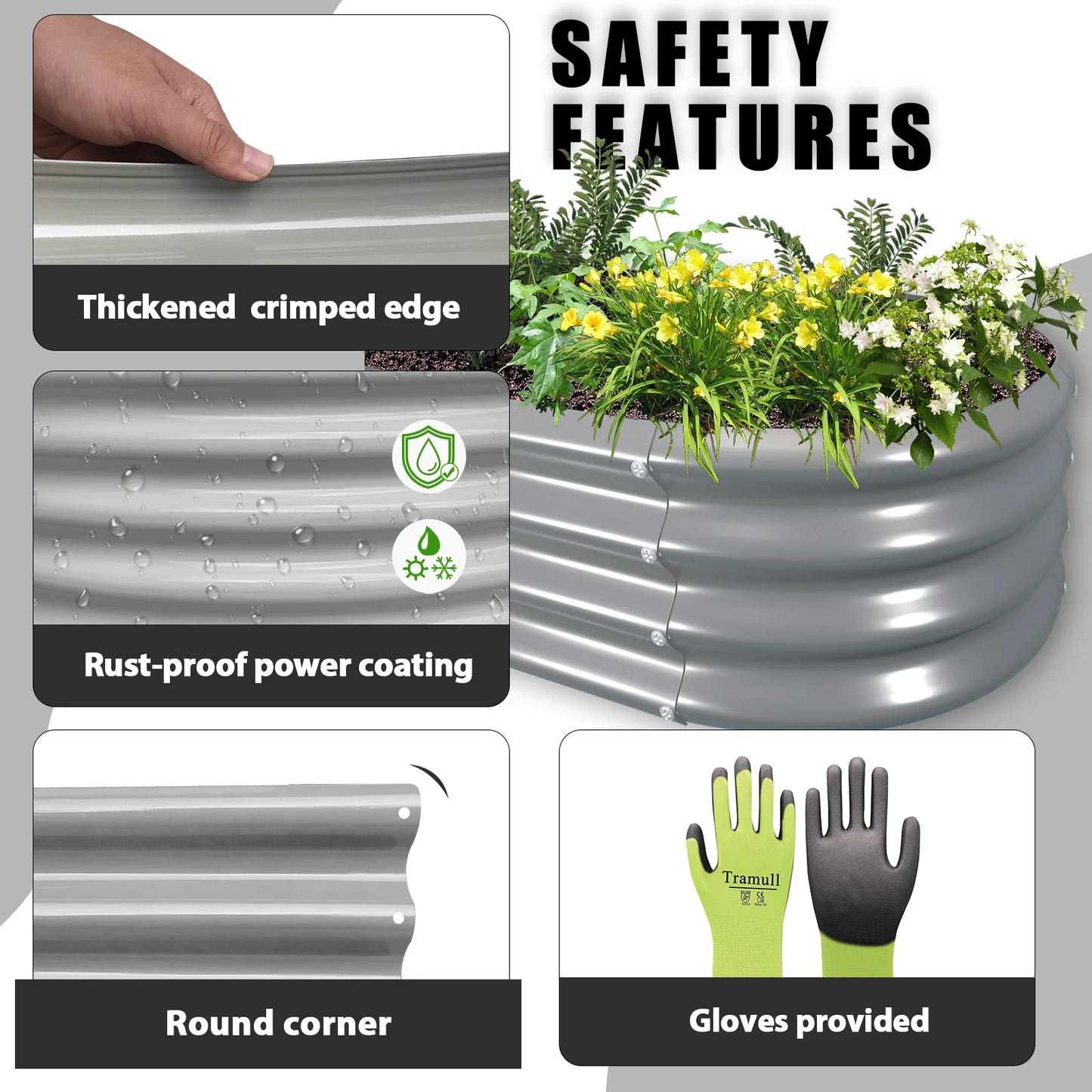 2 Pack 6x3x1FT Galvanized Raised Garden Bed Kit, Oval Metal Planter Box for Vegetables. Flowers, Herbs