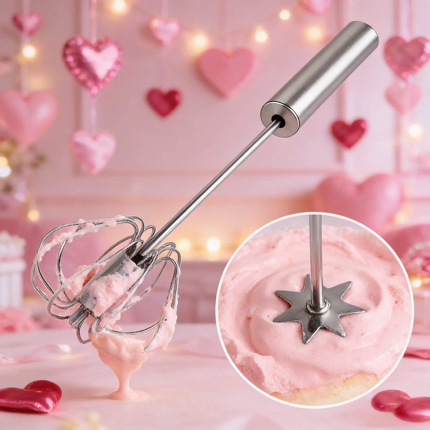 Handheld Automatic Electric Whisk for  One Touch Multi Function Mixing and Whipping. Works great for Powder Drink Blending- a Practical Kitchen Gadget and Gift for any Foodie.
