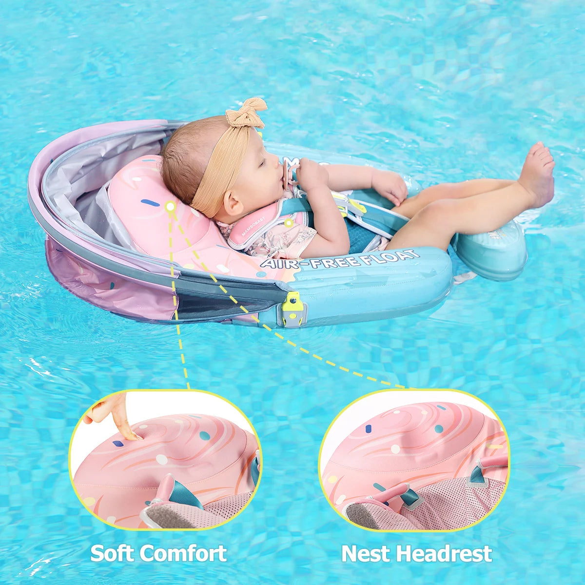 Mambobaby Infant Pool Float With Canopy And Safety Harness