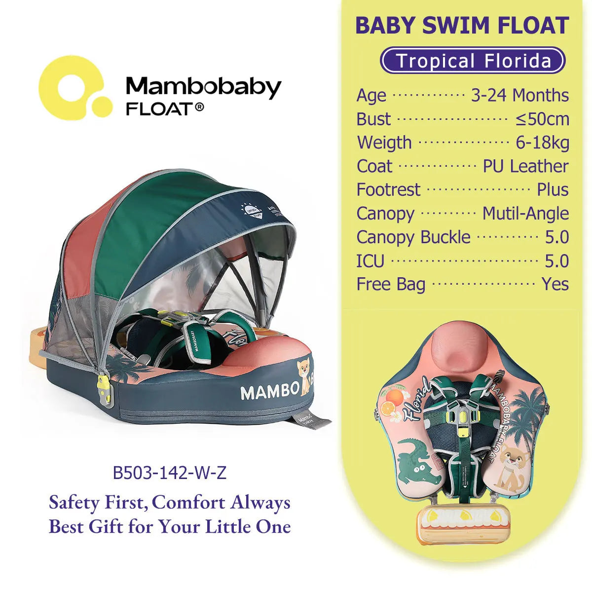 Non-Inflatable Baby Pool Float With Parasol for Adult Supervised Pool time with Littles