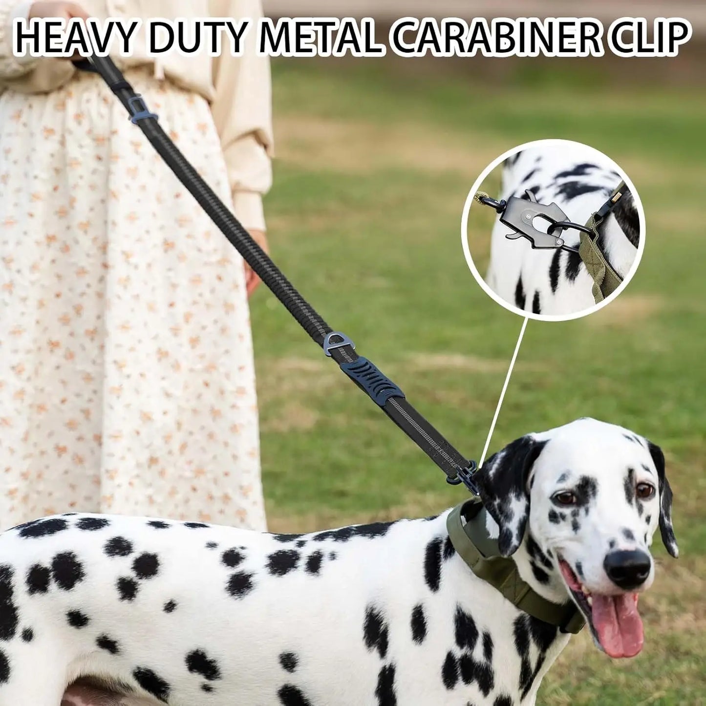 Reflective Shock Absorbing Dog Leash For Large Dogs Tactical Bungee