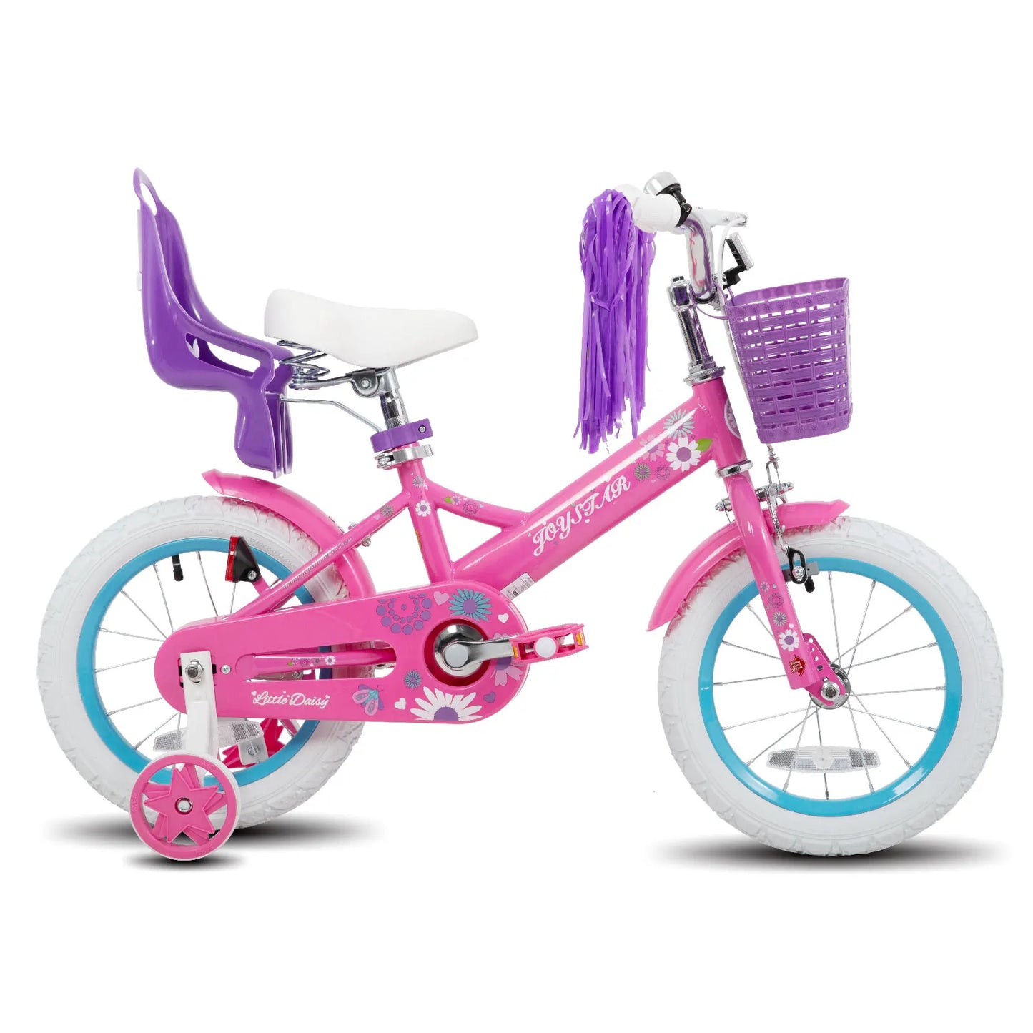 Girls Bike For Ages 2 To 7 With Doll Carrier, Streamers, Basket, Training Wheels