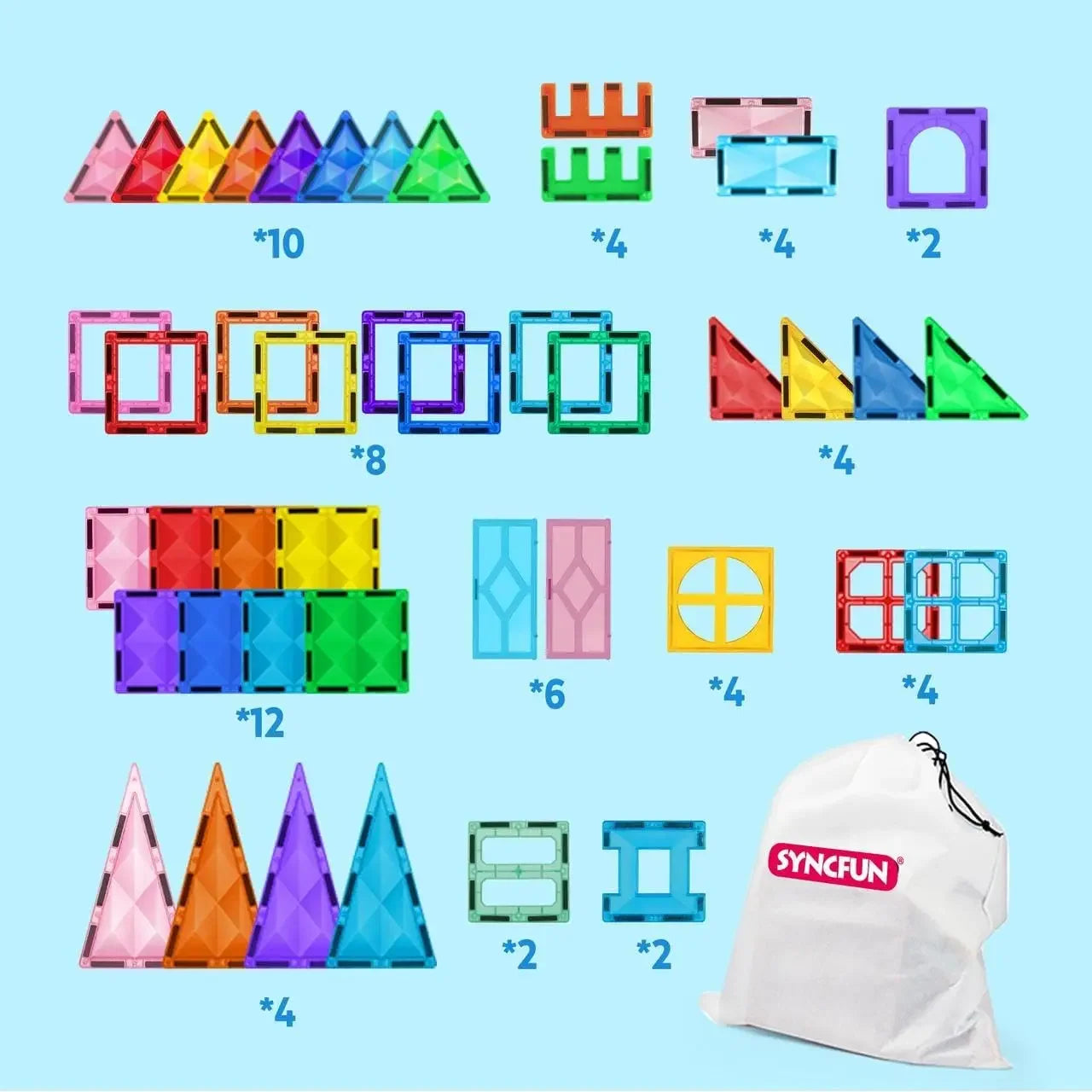 Joyfy 66pcs Magnetic Building Tiles for Creative STEM Learning