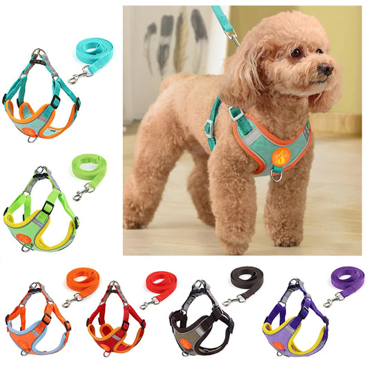 Dog Harness With Reflective Straps Soft Mesh Breathable Comfort Walking